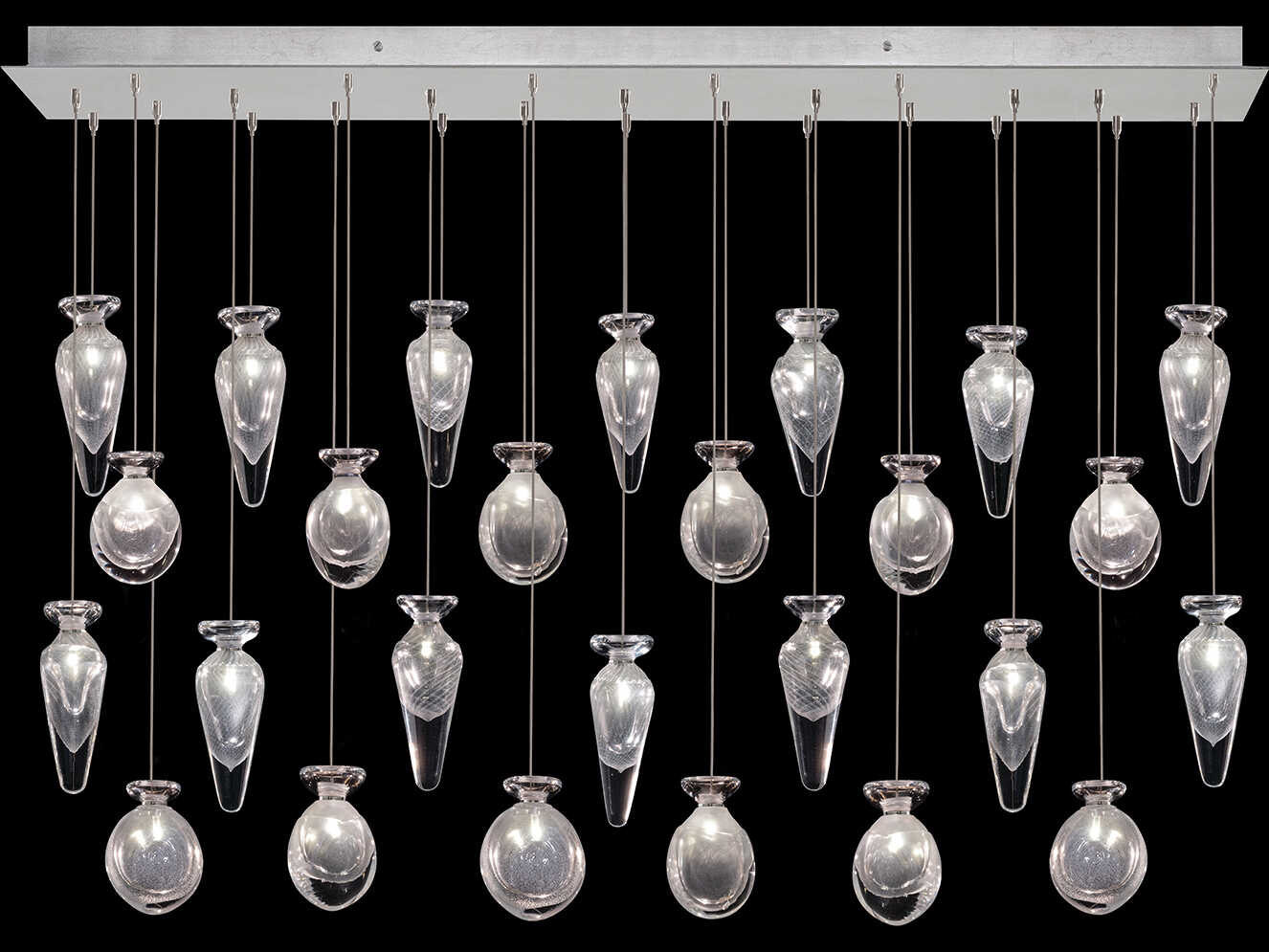 Fine Art Handcrafted Lighting Essence 26-Light Silver Linear Island Pendant