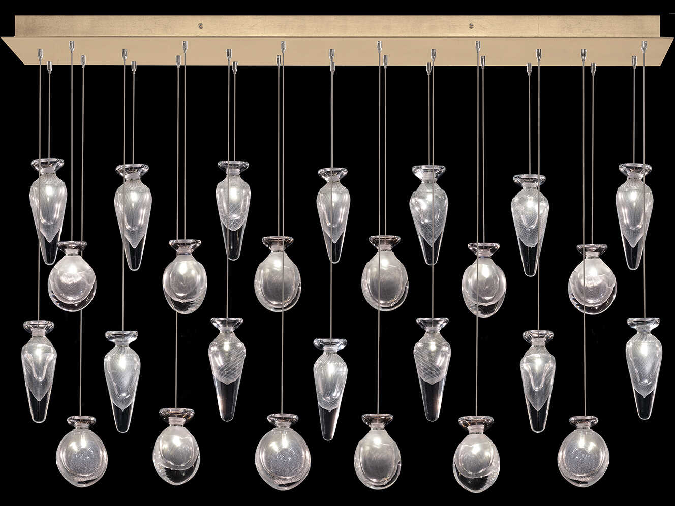 Fine Art Handcrafted Lighting Essence 26-Light Gold Linear Island Pendant