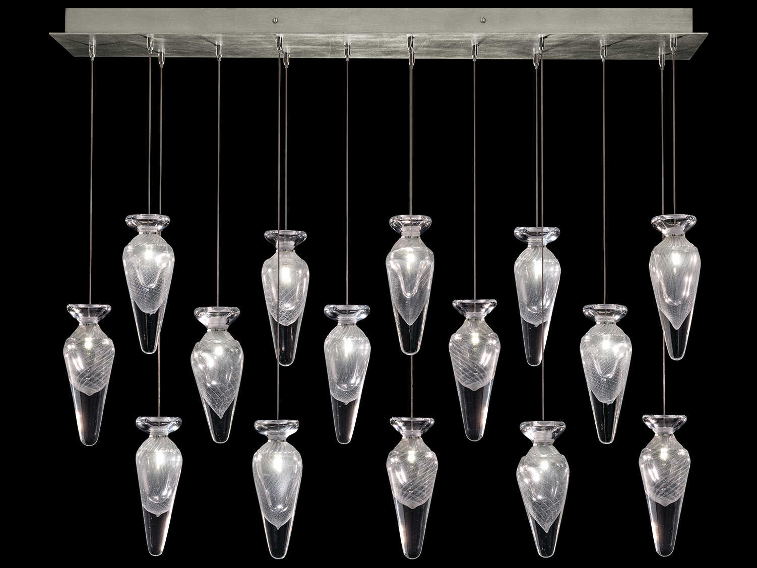 Fine Art Handcrafted Lighting Essence 15-Light Silver Linear Island Pendant