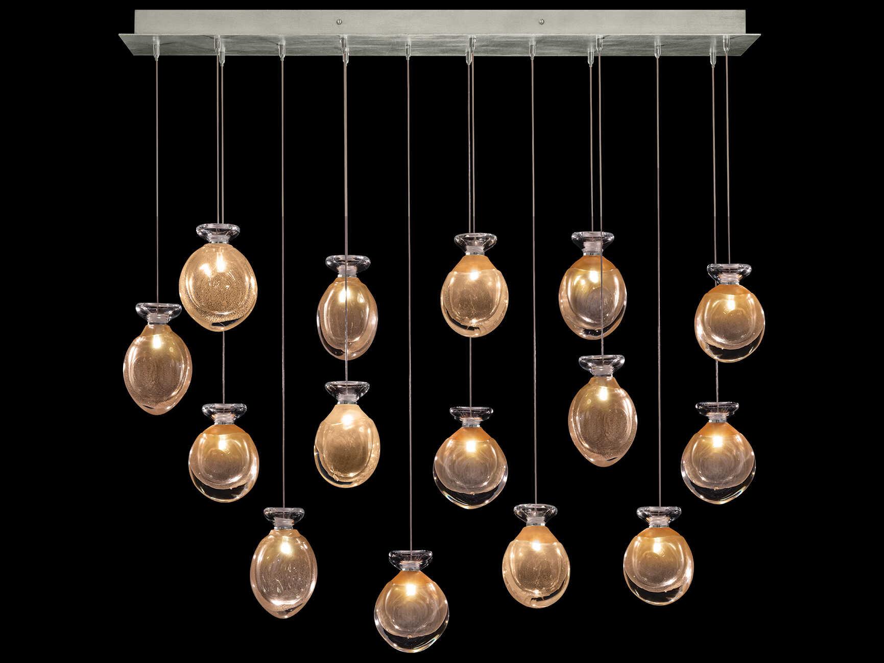 Fine Art Handcrafted Lighting Essence 15-Light Silver Linear Island Pendant