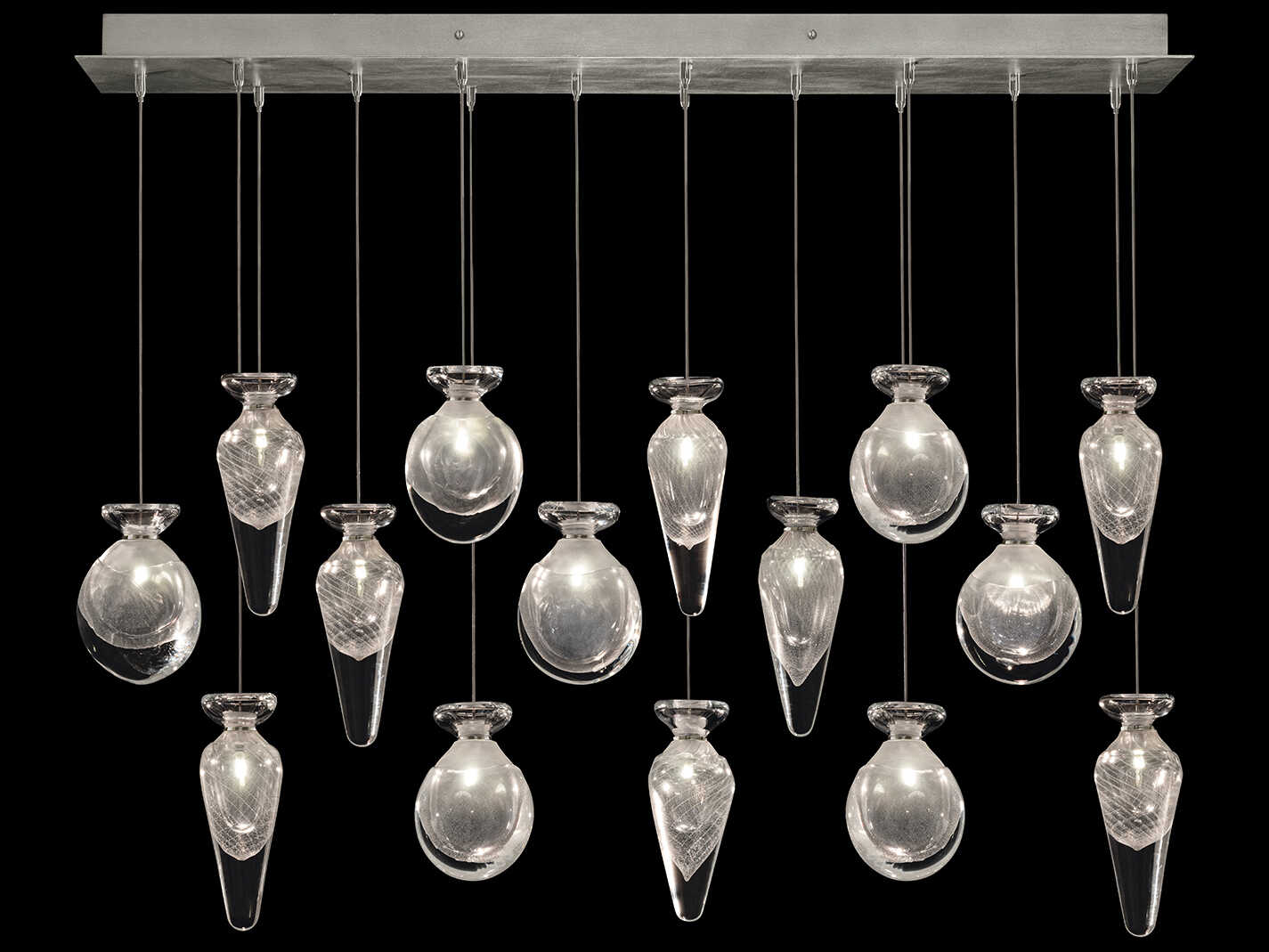 Fine Art Handcrafted Lighting Essence 15-Light Silver Linear Island Pendant