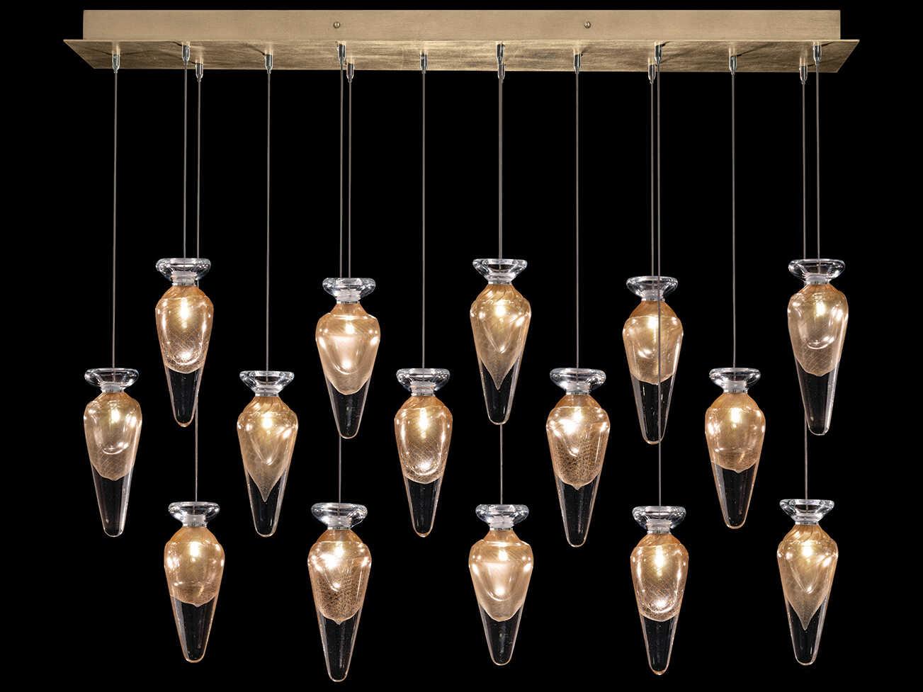 Fine Art Handcrafted Lighting Essence 15-Light Gold Linear Island Pendant