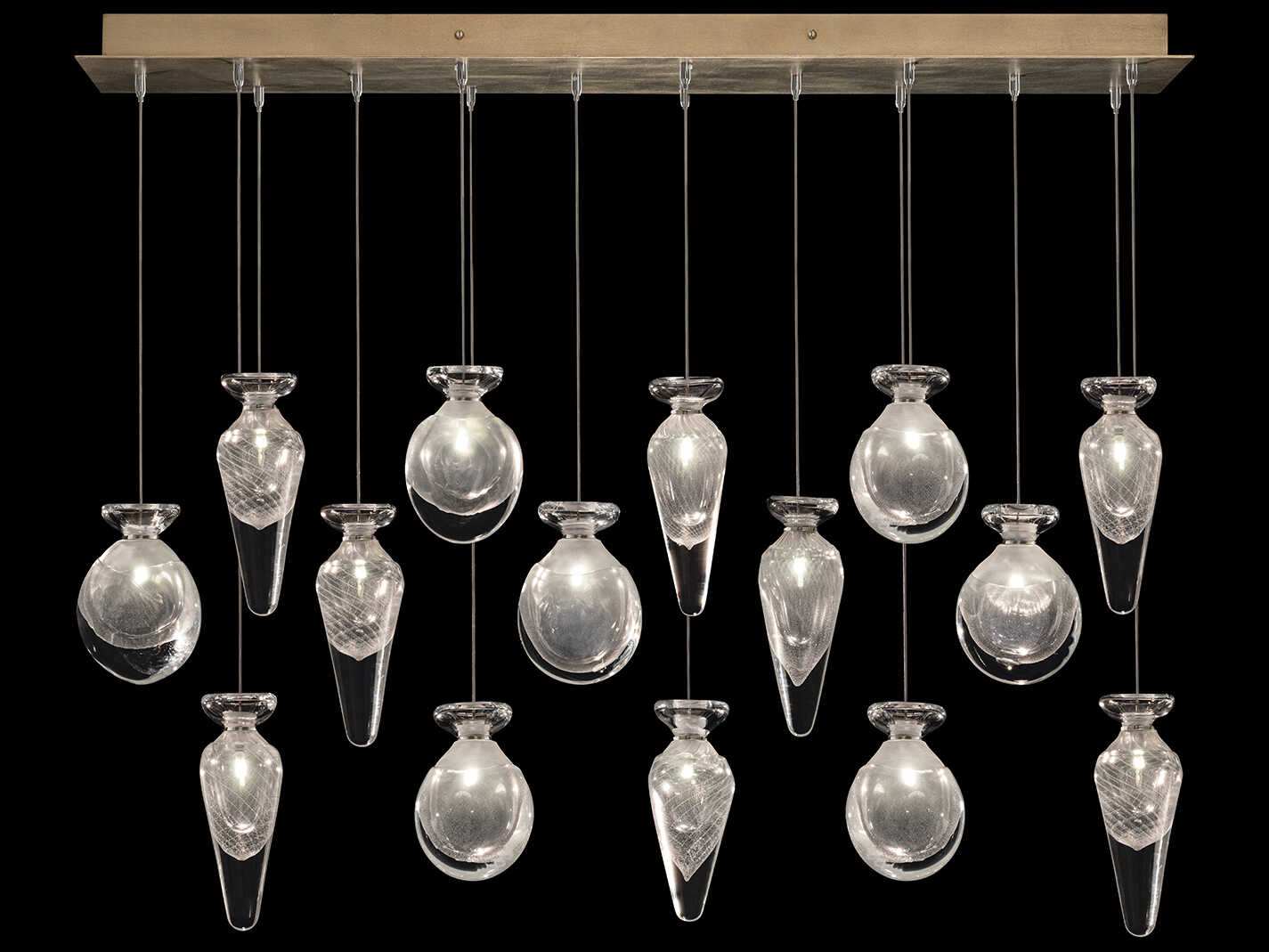 Fine Art Handcrafted Lighting Essence 15-Light Gold Linear Island Pendant