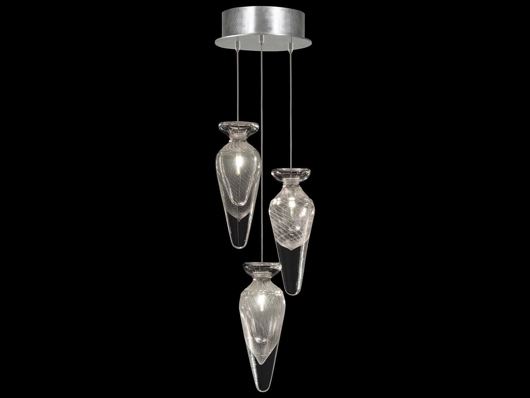 Fine Art Handcrafted Lighting Essence 3-Light Silver Mini Pendant