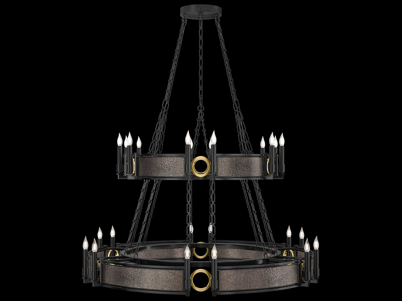 Fine Art Handcrafted Lighting Mirage 24-Light Black Iron Traditional Candelabra Tiered Chandelier