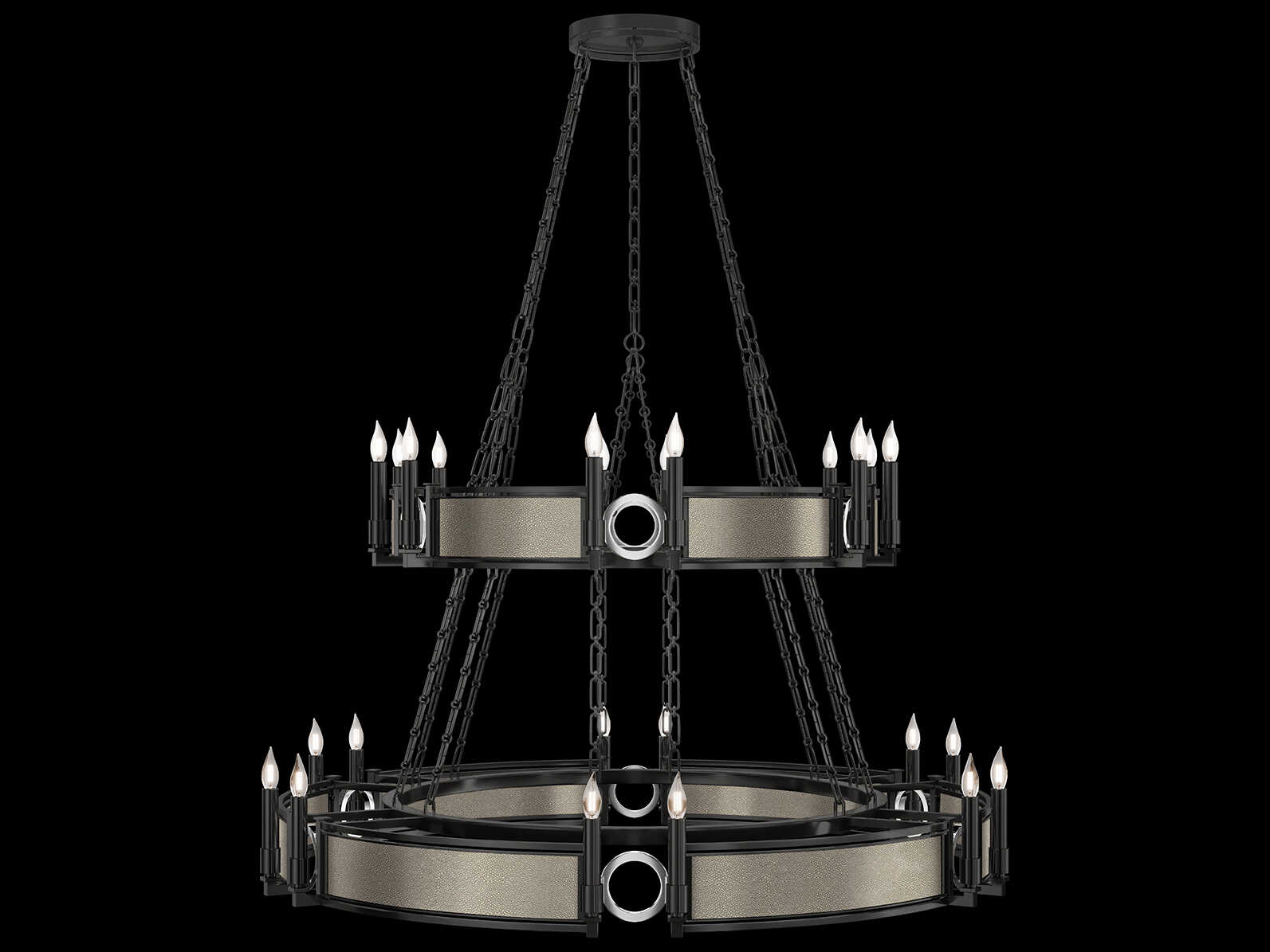 Fine Art Handcrafted Lighting Mirage 24-Light Black Iron Traditional Candelabra Tiered Chandelier