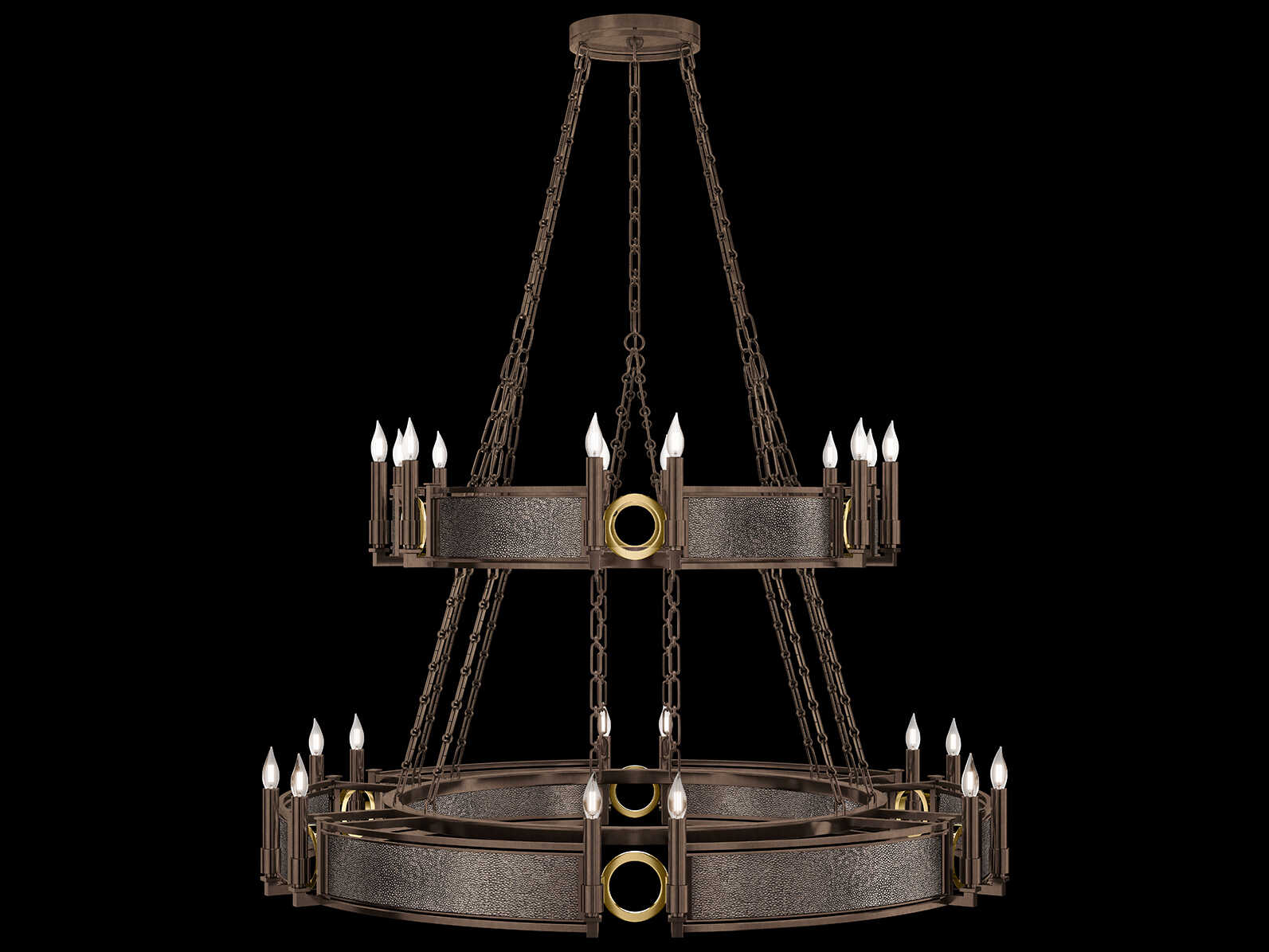 Fine Art Handcrafted Lighting Mirage 24-Light Bronze Traditional Candelabra Tiered Chandelier