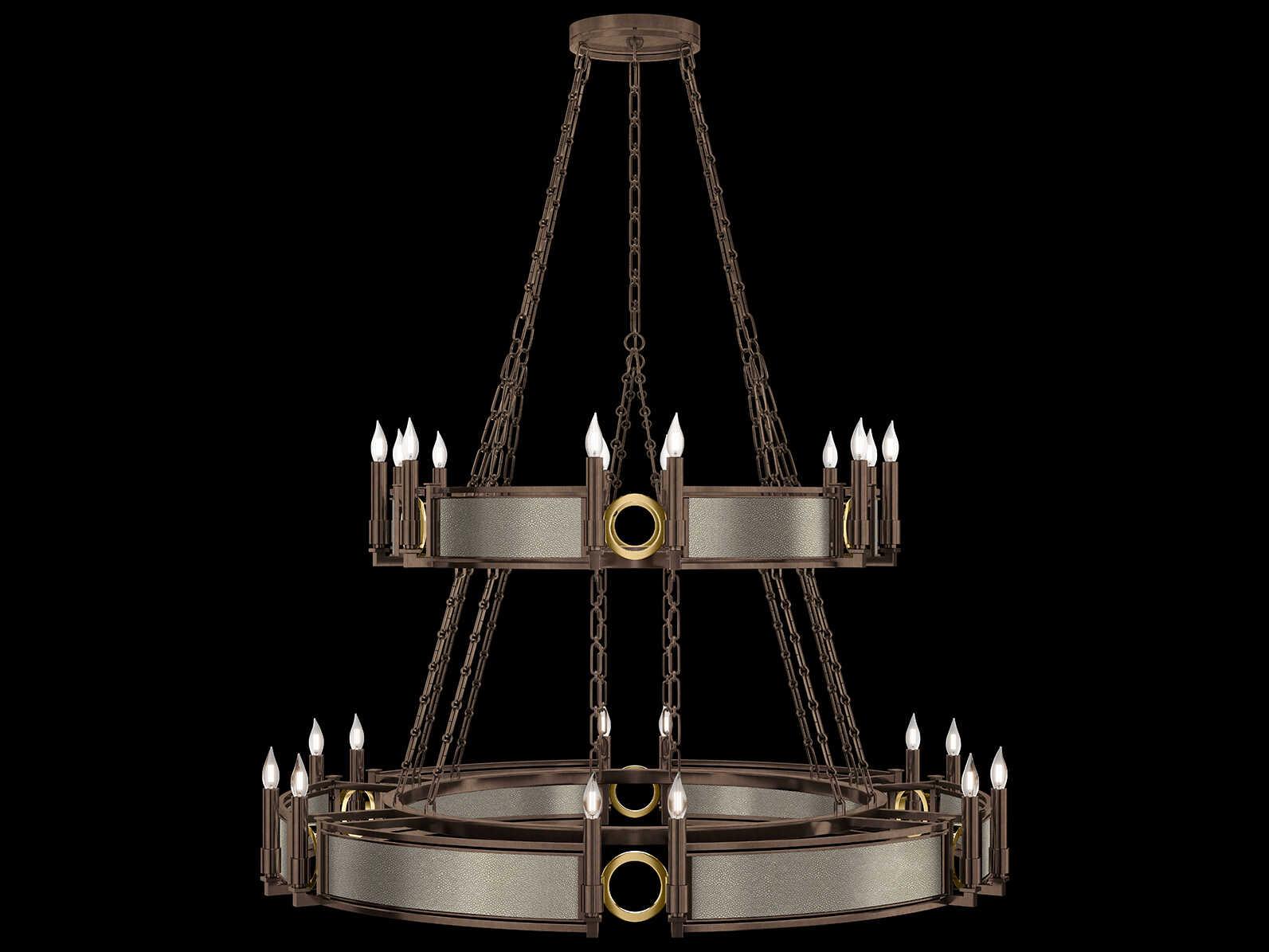 Fine Art Handcrafted Lighting Mirage 24-Light Bronze Traditional Candelabra Tiered Chandelier