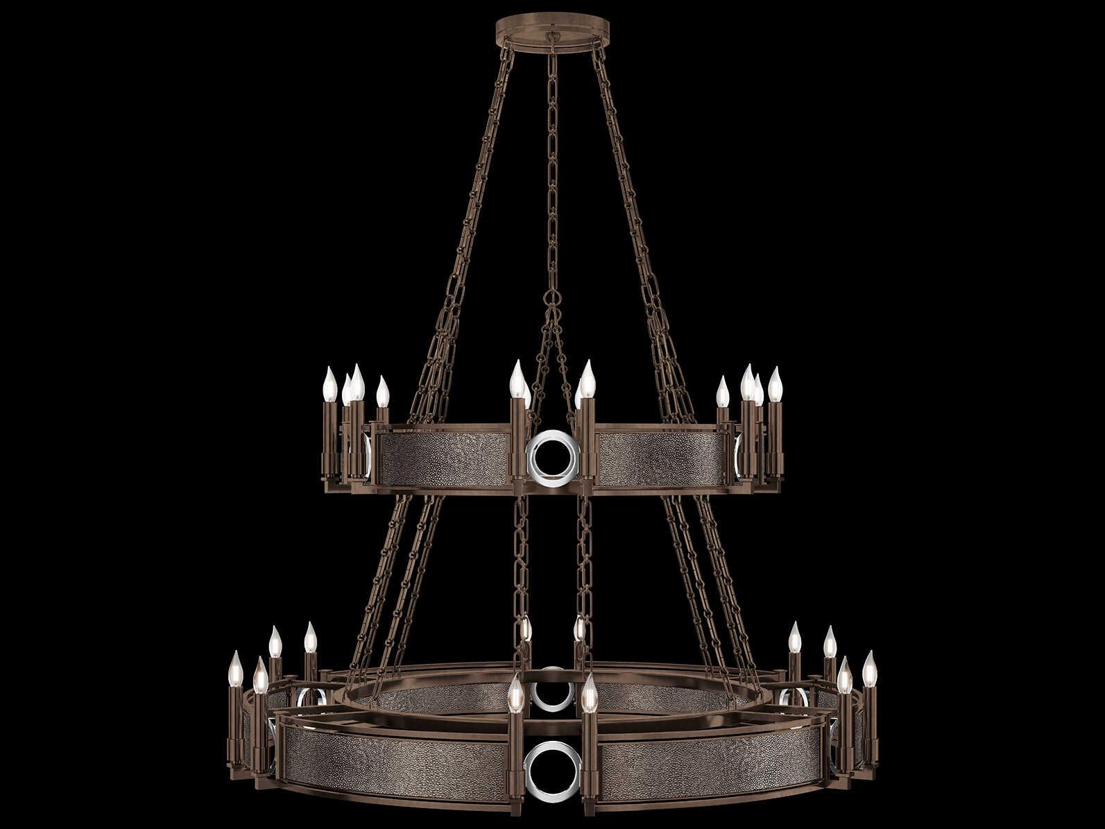 Fine Art Handcrafted Lighting Mirage 24-Light Bronze Traditional Candelabra Tiered Chandelier