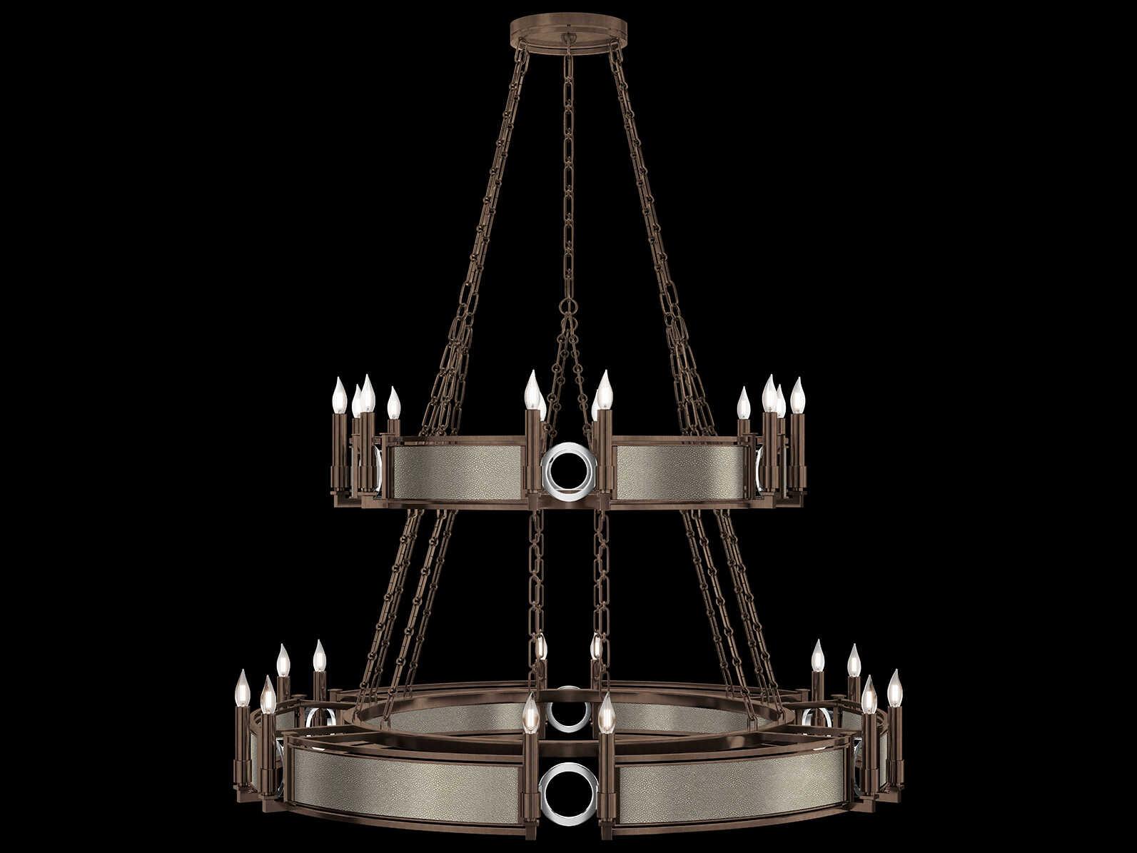 Fine Art Handcrafted Lighting Mirage 24-Light Bronze Traditional Candelabra Tiered Chandelier