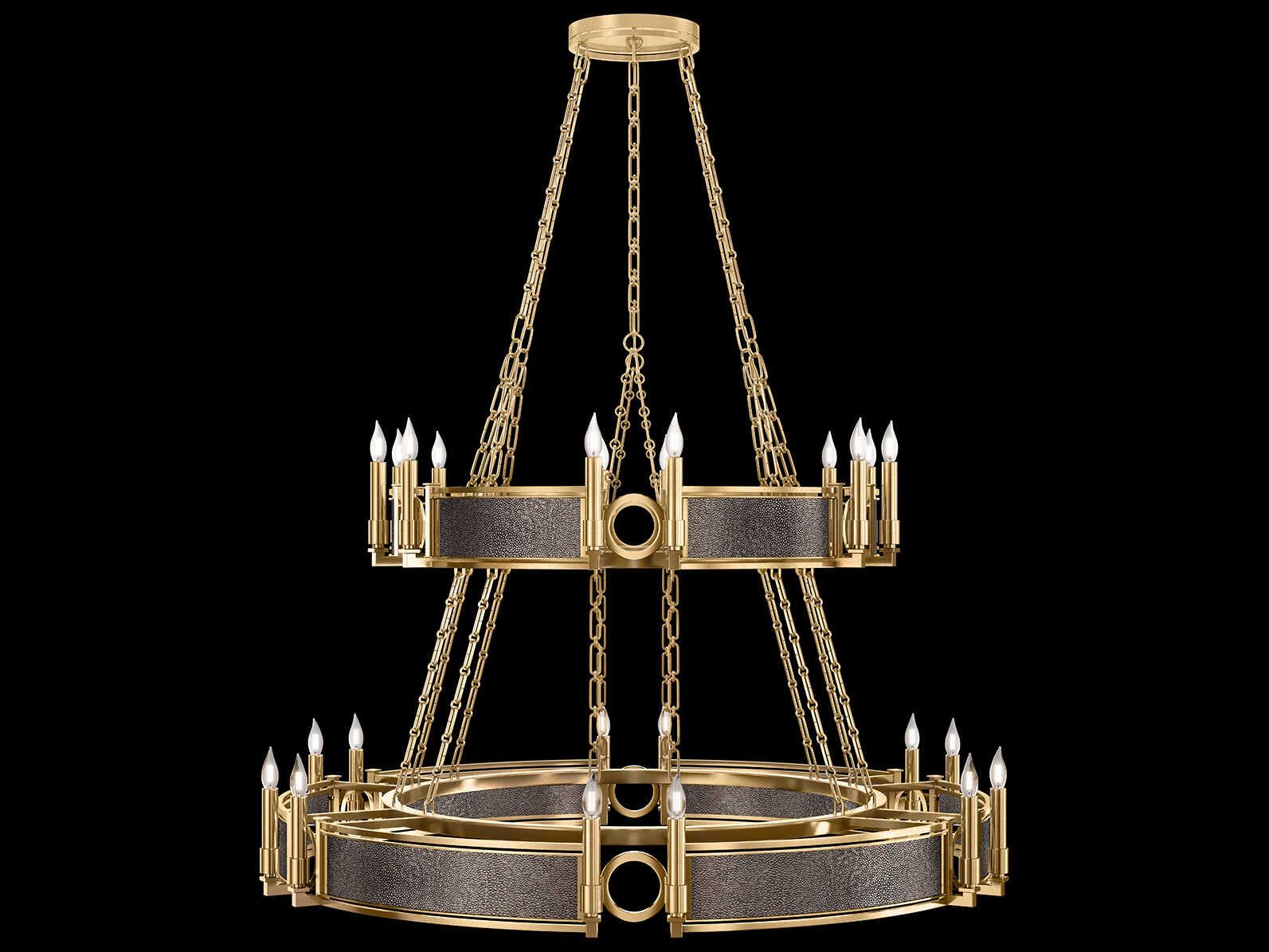 Fine Art Handcrafted Lighting Mirage 24-Light Gold Leaf Traditional Candelabra Tiered Chandelier