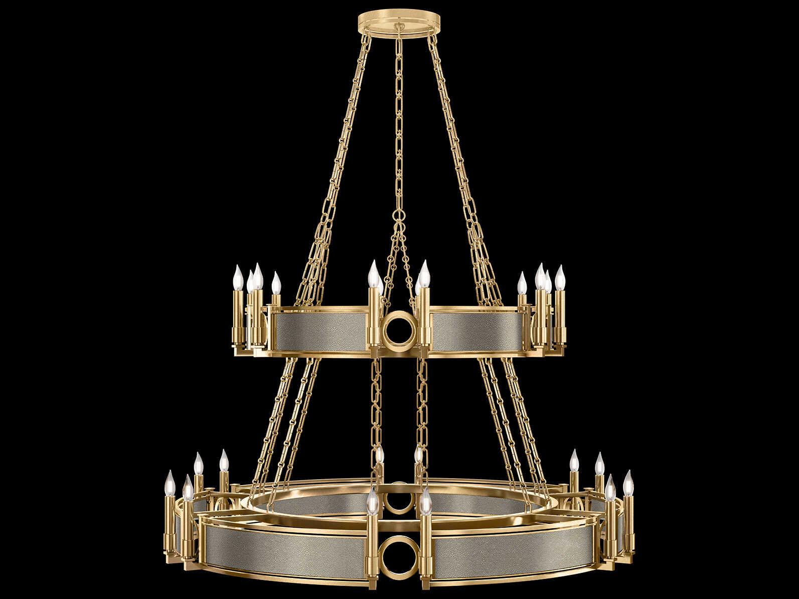 Fine Art Handcrafted Lighting Mirage 24-Light Gold Leaf Traditional Candelabra Tiered Chandelier