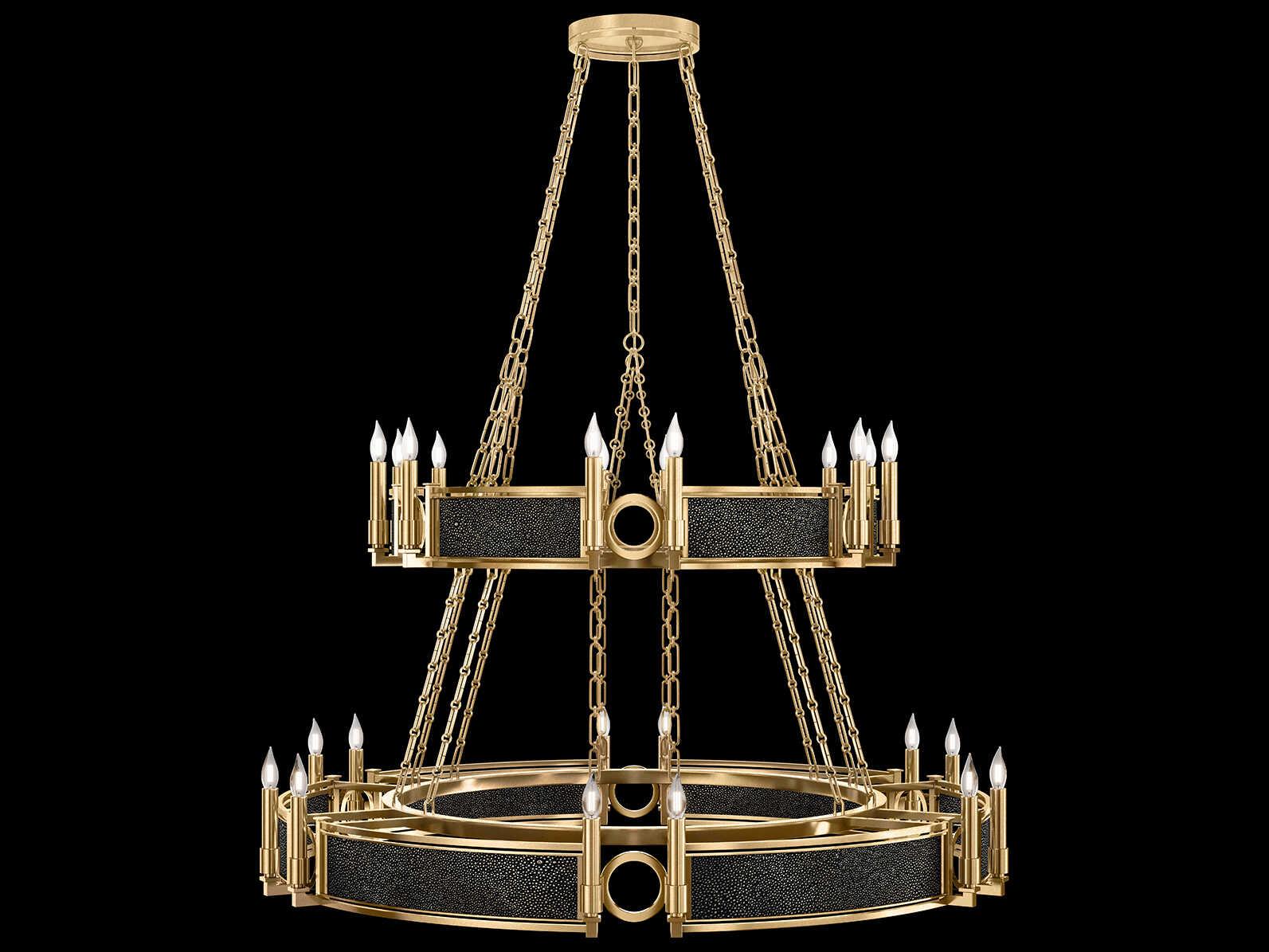 Fine Art Handcrafted Lighting Mirage 24-Light Gold Leaf Traditional Candelabra Tiered Chandelier