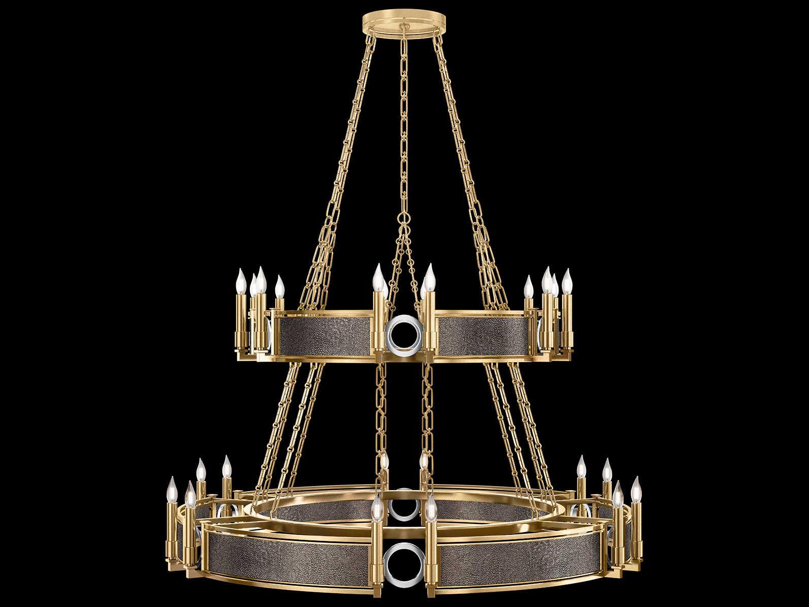 Fine Art Handcrafted Lighting Mirage 24-Light Gold Leaf Traditional Candelabra Tiered Chandelier