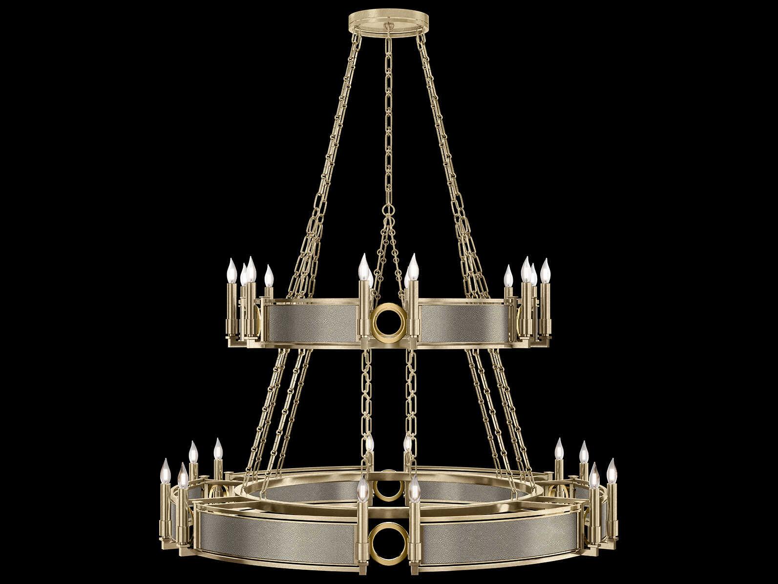 Fine Art Handcrafted Lighting Mirage 24-Light Soft Gold Leaf Traditional Candelabra Tiered Chandelier