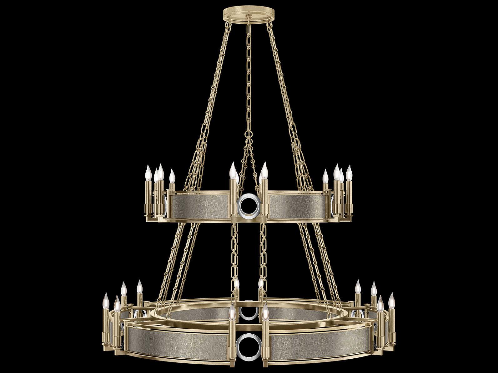 Fine Art Handcrafted Lighting Mirage 24-Light Soft Gold Leaf Traditional Candelabra Tiered Chandelier