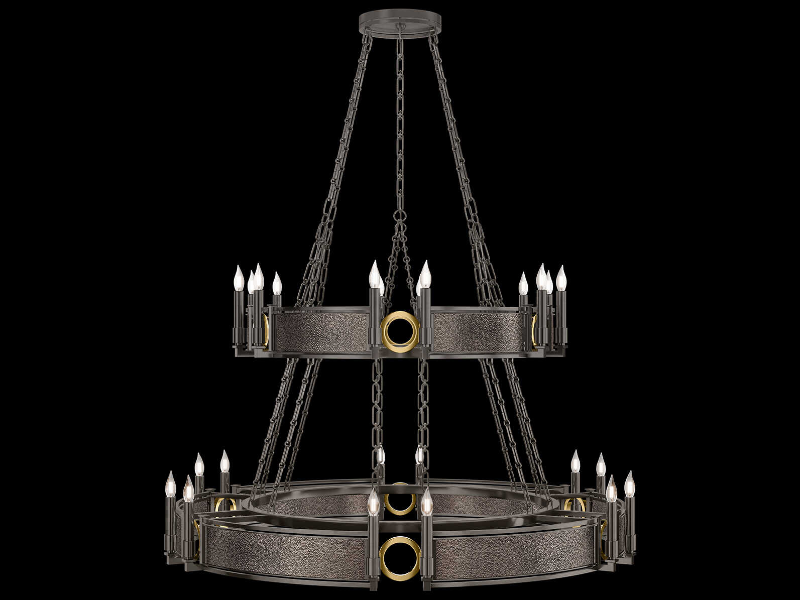 Fine Art Handcrafted Lighting Mirage 24-Light Midnight Steel Traditional Candelabra Tiered Chandelier