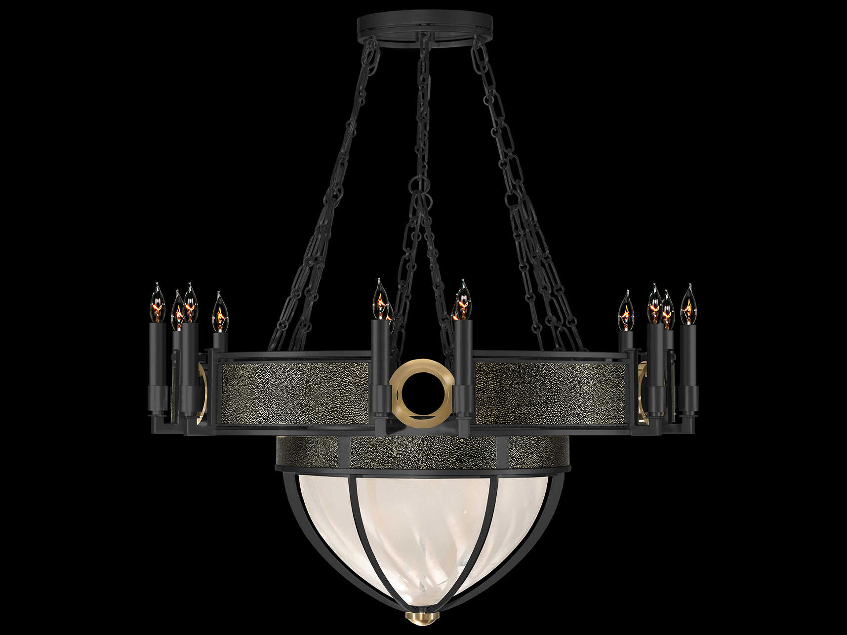 Fine Art Handcrafted Lighting Mirage 15-Light Black Iron Traditional Candelabra Chandelier