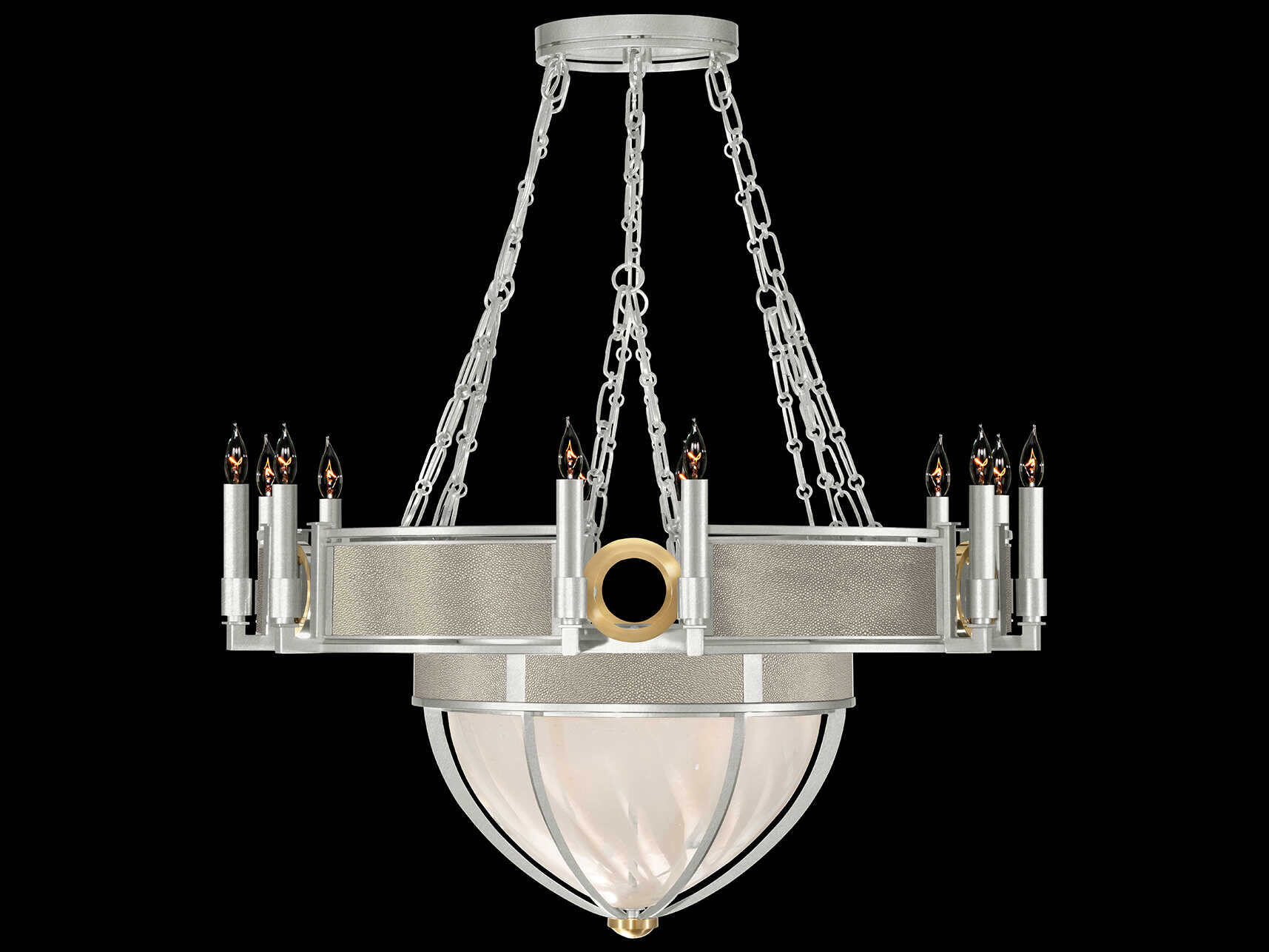 Fine Art Handcrafted Lighting Mirage 15-Light Silver Leaf Traditional Candelabra Chandelier