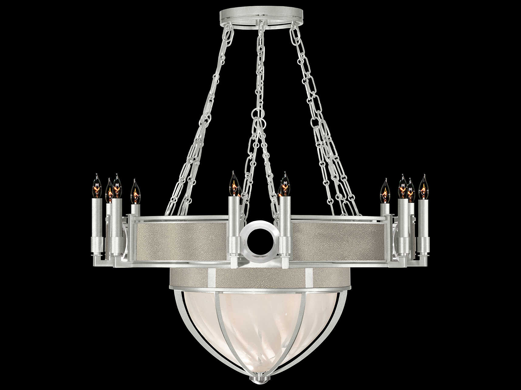 Fine Art Handcrafted Lighting Mirage 15-Light Silver Leaf Traditional Candelabra Chandelier