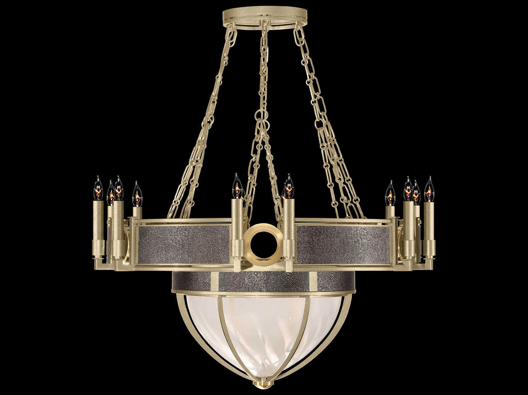 Fine Art Handcrafted Lighting Mirage 15-Light Soft Gold Leaf Traditional Candelabra Chandelier