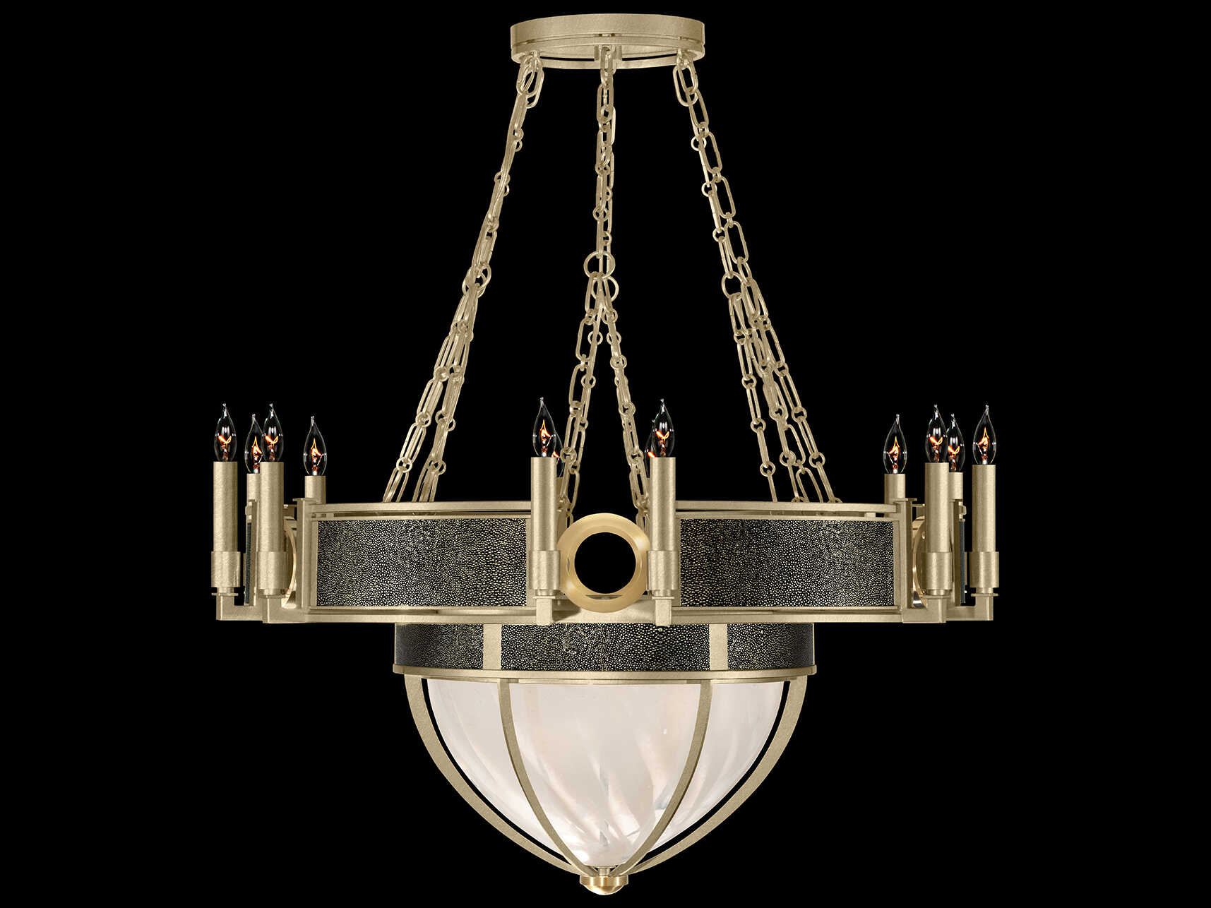 Fine Art Handcrafted Lighting Mirage 15-Light Soft Gold Leaf Traditional Candelabra Chandelier
