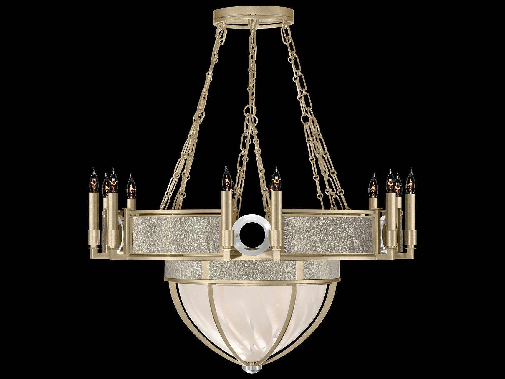 Fine Art Handcrafted Lighting Mirage 15-Light Soft Gold Leaf Traditional Candelabra Chandelier