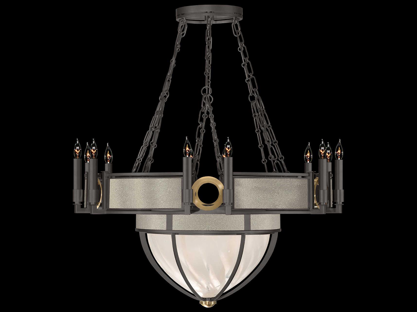 Fine Art Handcrafted Lighting Mirage 15-Light Midnight Steel Traditional Candelabra Chandelier