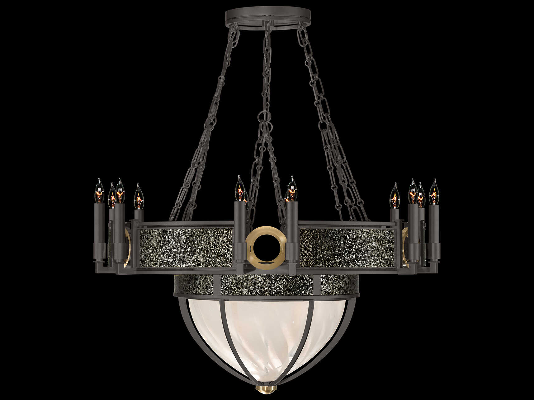 Fine Art Handcrafted Lighting Mirage 15-Light Midnight Steel Traditional Candelabra Chandelier