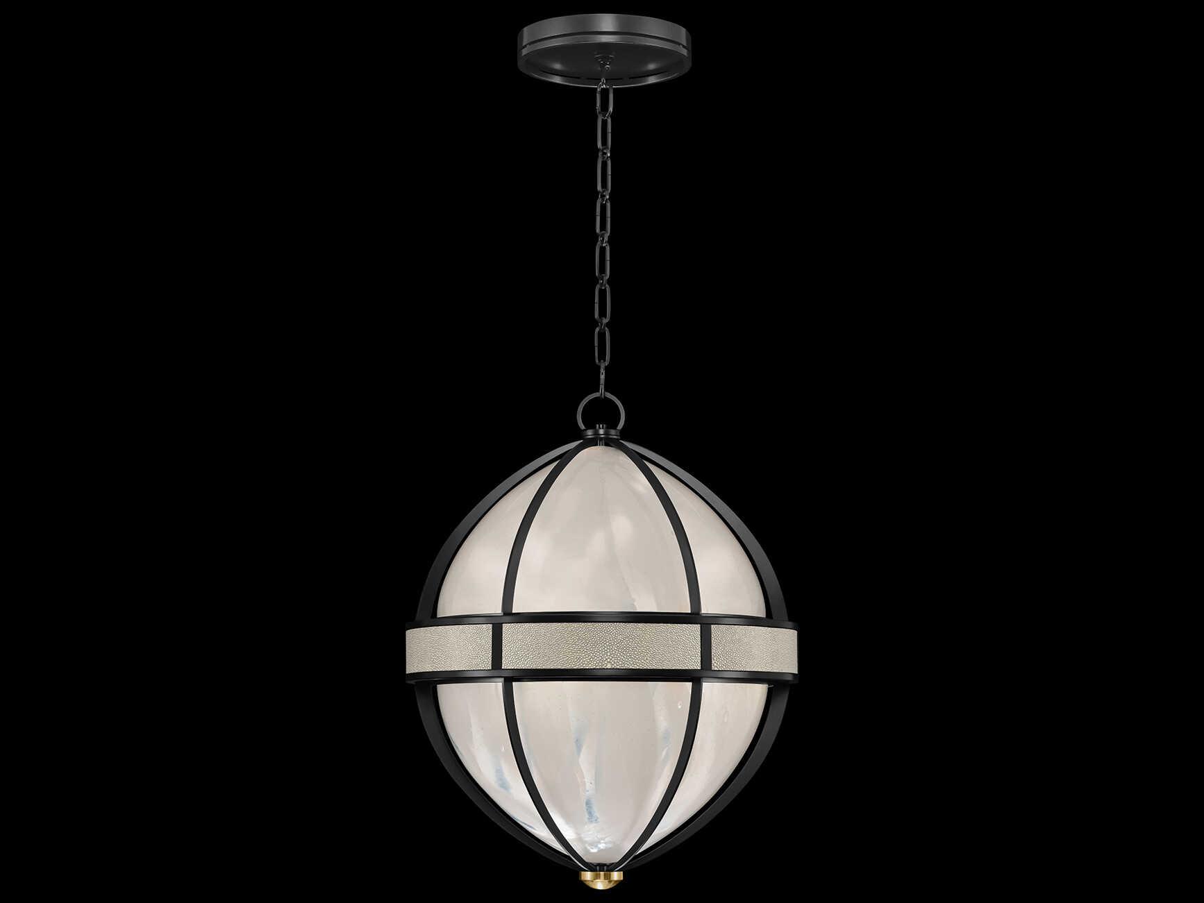 Fine Art Handcrafted Lighting Mirage 3-Light Black Iron Traditional Round Pendant