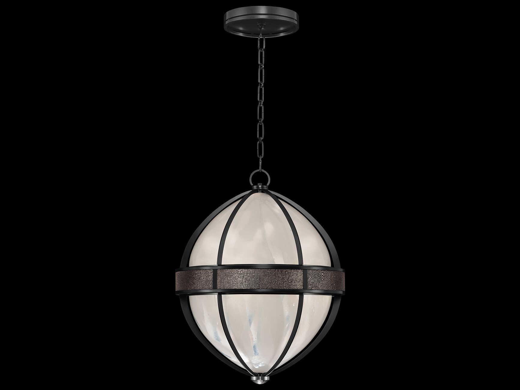 Fine Art Handcrafted Lighting Mirage 3-Light Black Iron Traditional Round Pendant