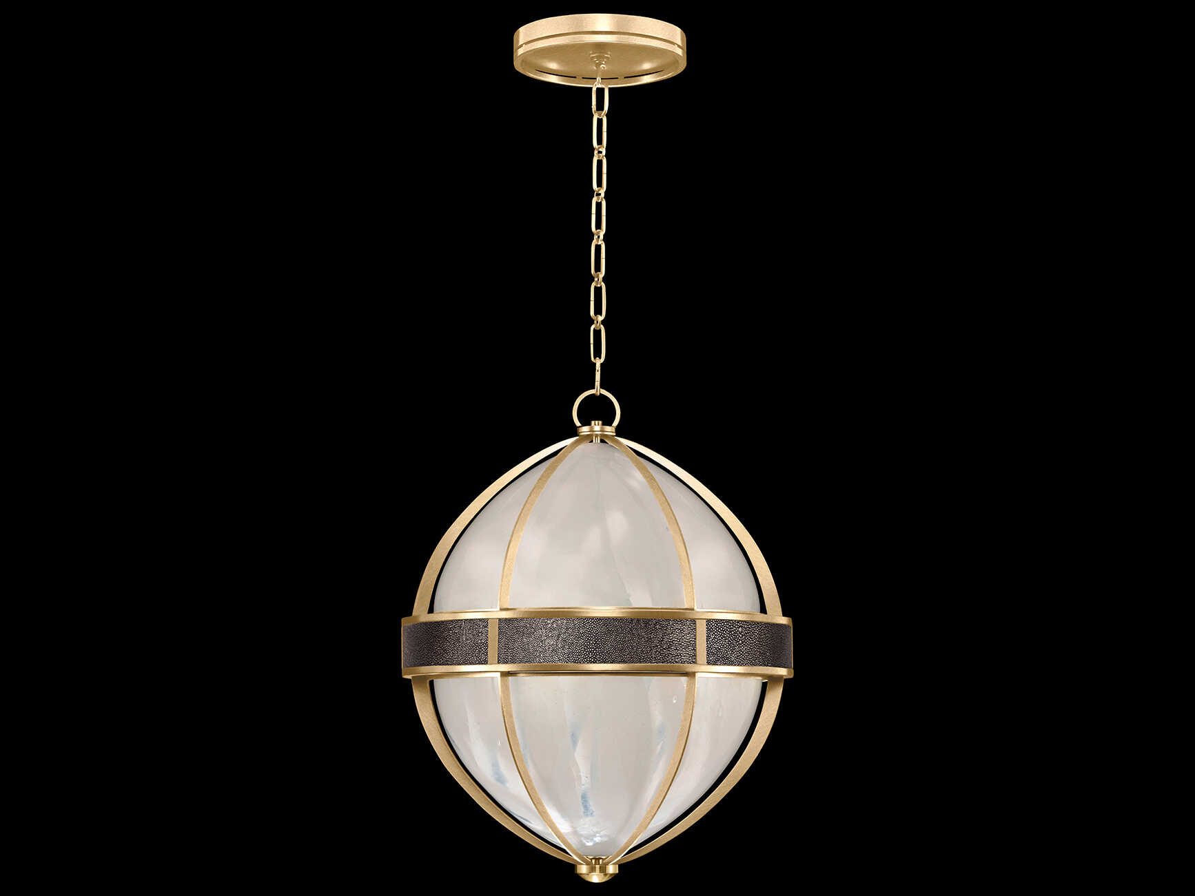 Fine Art Handcrafted Lighting Mirage 3-Light Gold Leaf Traditional Round Pendant