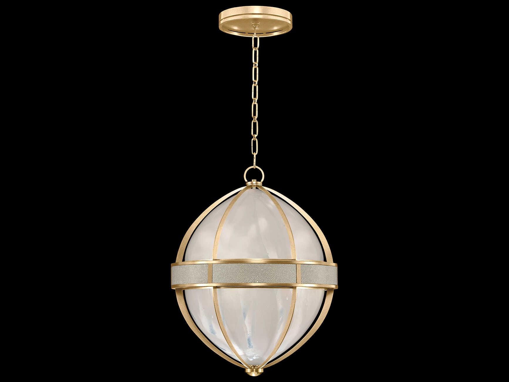 Fine Art Handcrafted Lighting Mirage 3-Light Gold Leaf Traditional Round Pendant