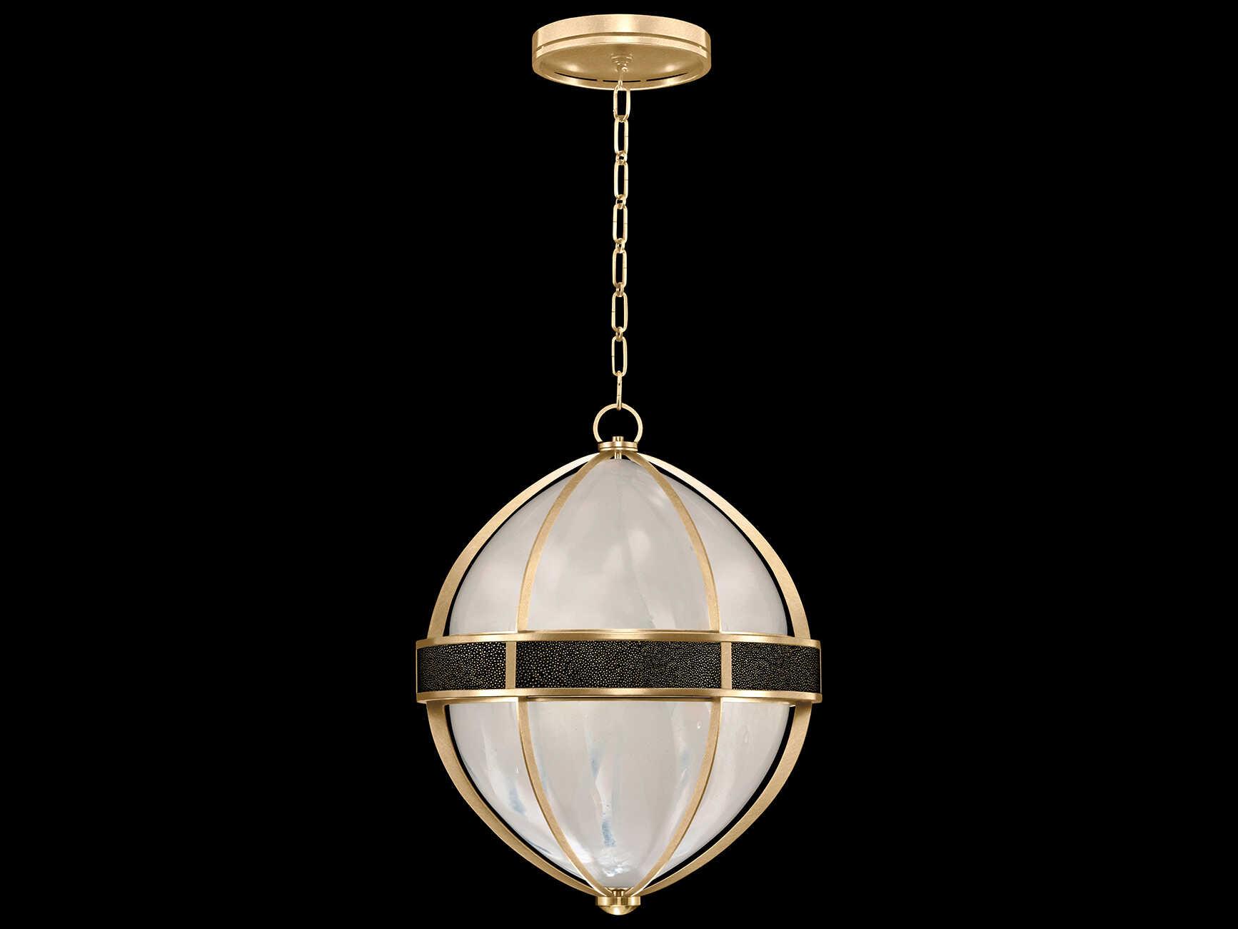 Fine Art Handcrafted Lighting Mirage 3-Light Gold Leaf Traditional Round Pendant