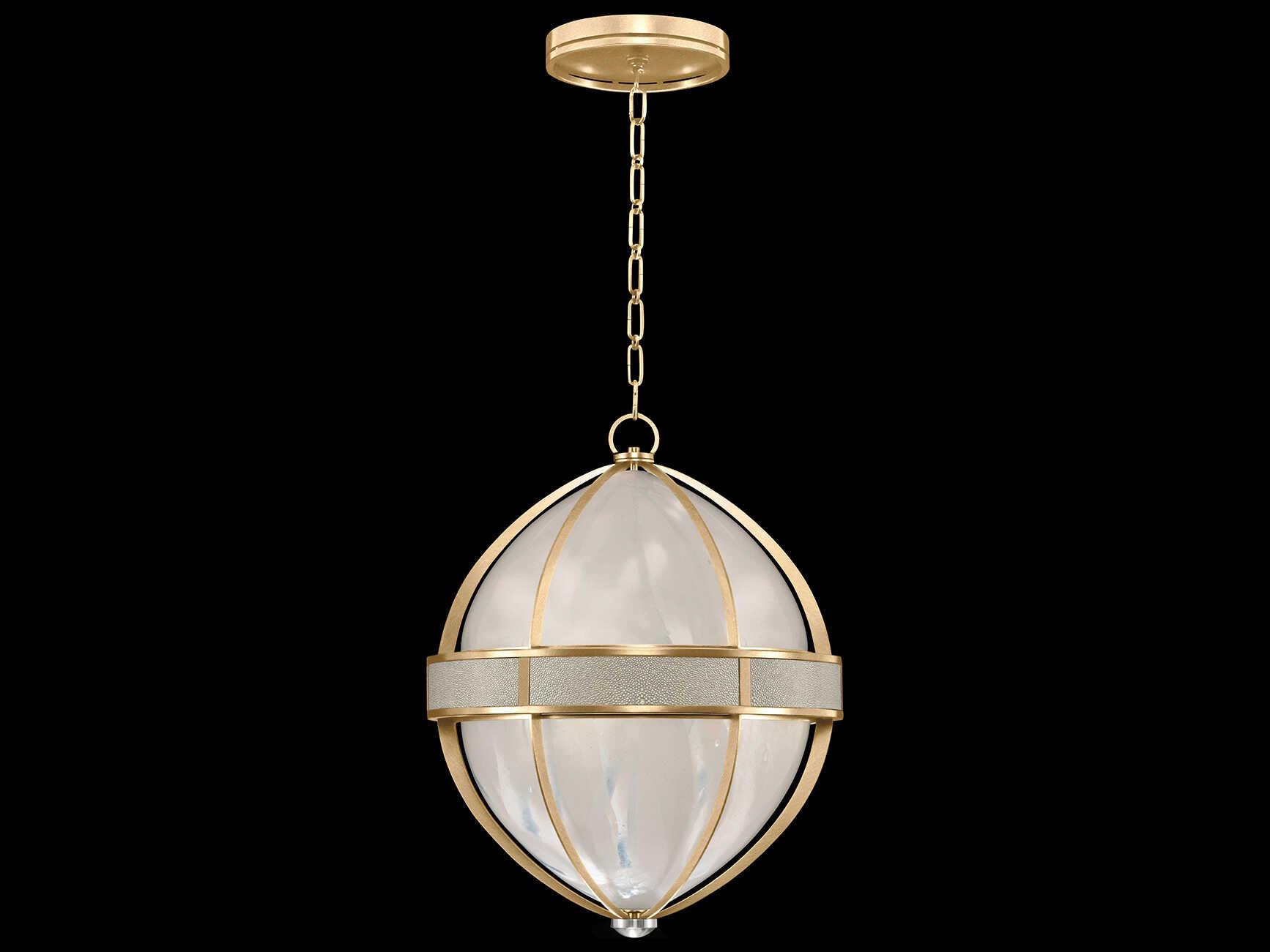 Fine Art Handcrafted Lighting Mirage 3-Light Gold Leaf Traditional Round Pendant