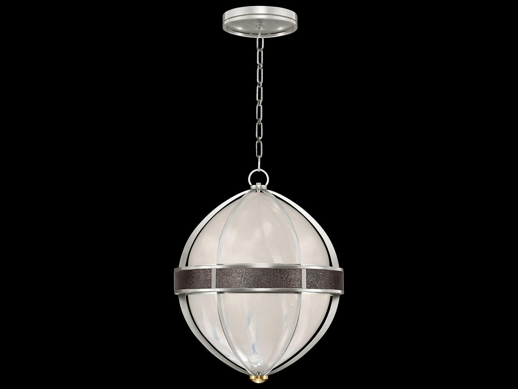 Fine Art Handcrafted Lighting Mirage 3-Light Silver Leaf Traditional Round Pendant
