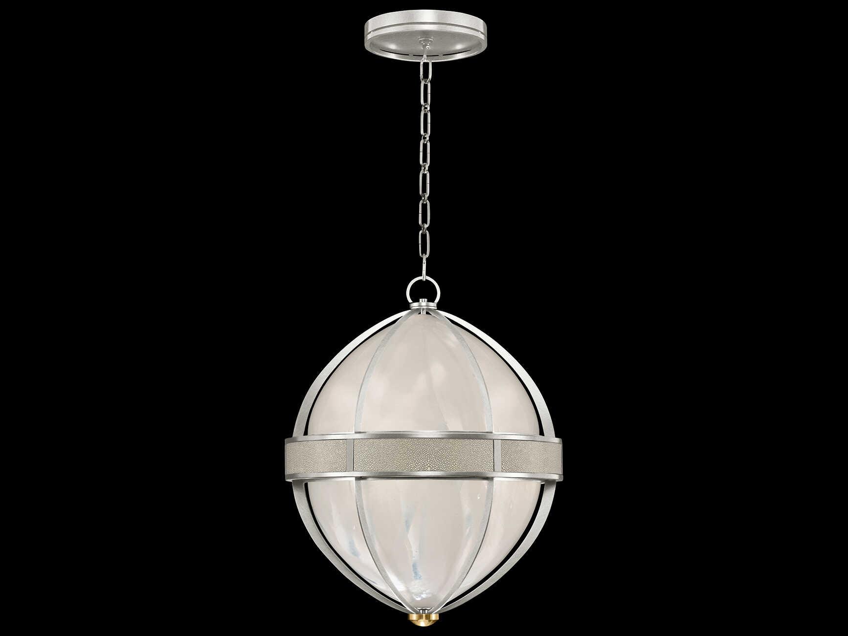 Fine Art Handcrafted Lighting Mirage 3-Light Silver Leaf Traditional Round Pendant