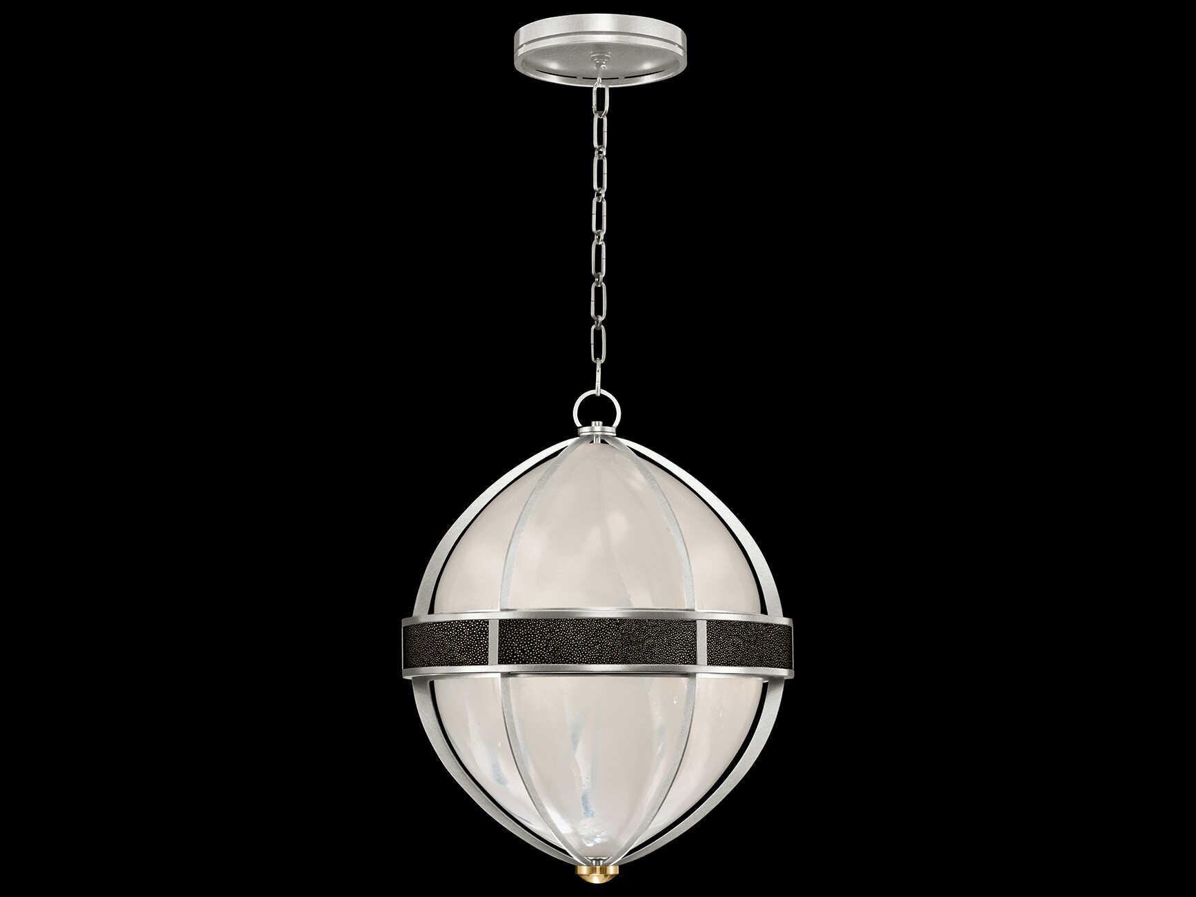 Fine Art Handcrafted Lighting Mirage 3-Light Silver Leaf Traditional Round Pendant