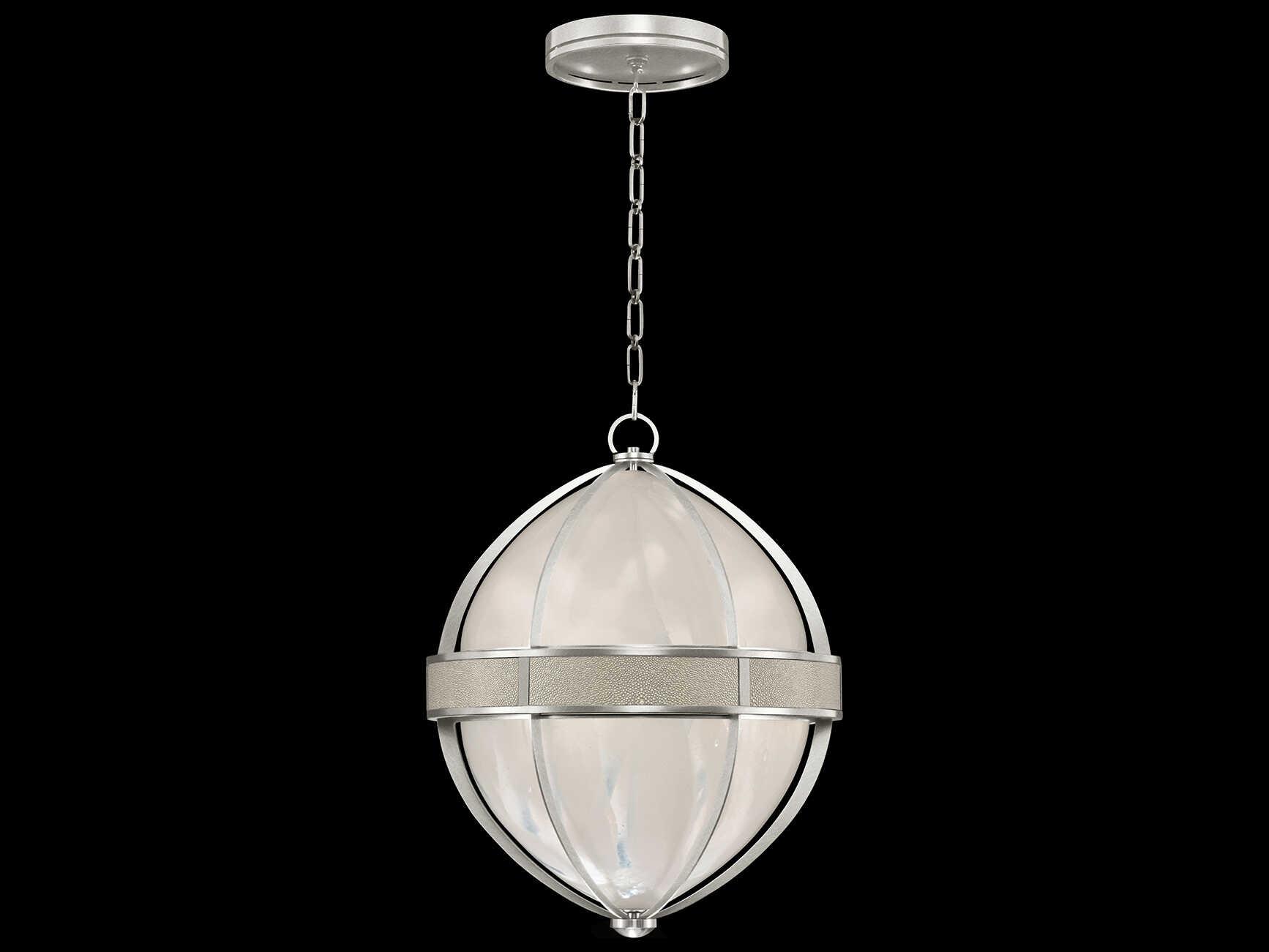 Fine Art Handcrafted Lighting Mirage 3-Light Silver Leaf Traditional Round Pendant