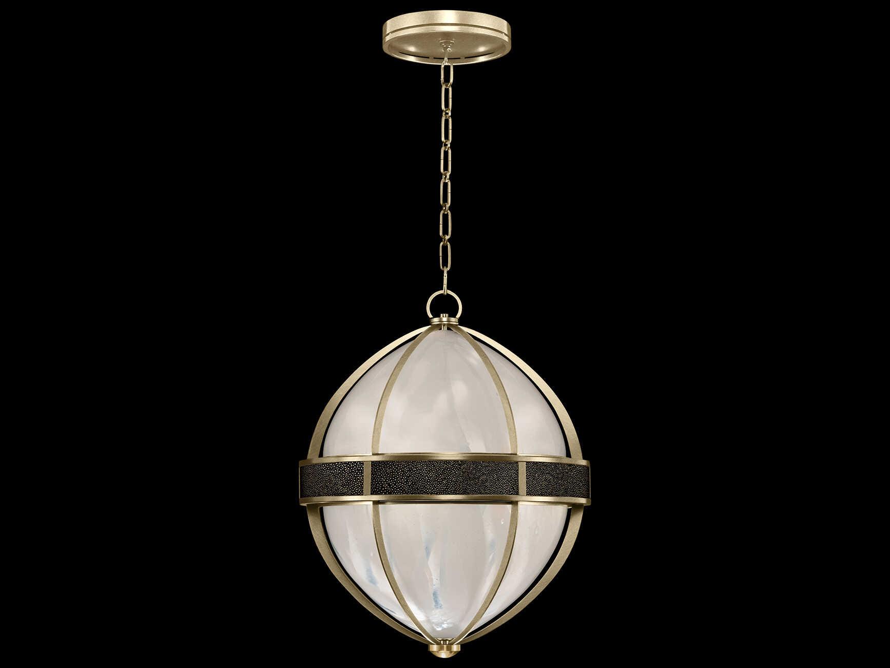 Fine Art Handcrafted Lighting Mirage 3-Light Soft Gold Leaf Traditional Round Pendant