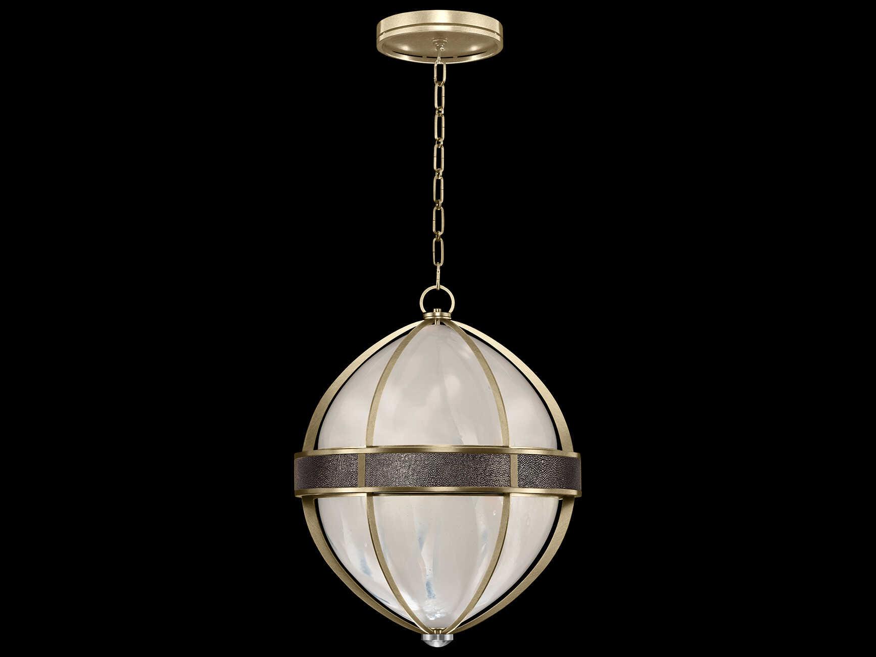 Fine Art Handcrafted Lighting Mirage 3-Light Soft Gold Leaf Traditional Round Pendant