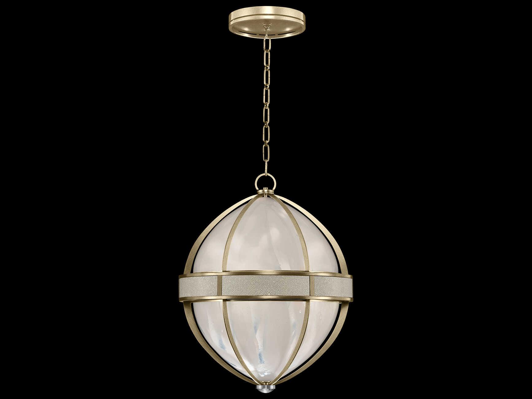 Fine Art Handcrafted Lighting Mirage 3-Light Soft Gold Leaf Traditional Round Pendant