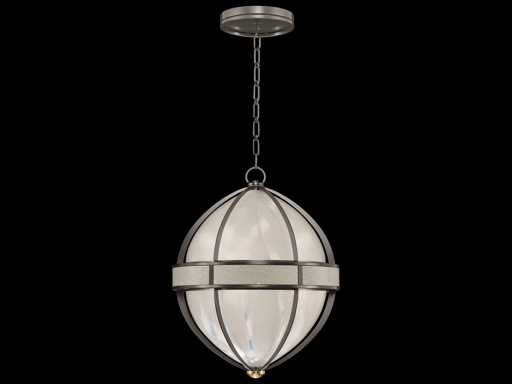 Fine Art Handcrafted Lighting Mirage 3-Light Midnight Steel Traditional Round Pendant