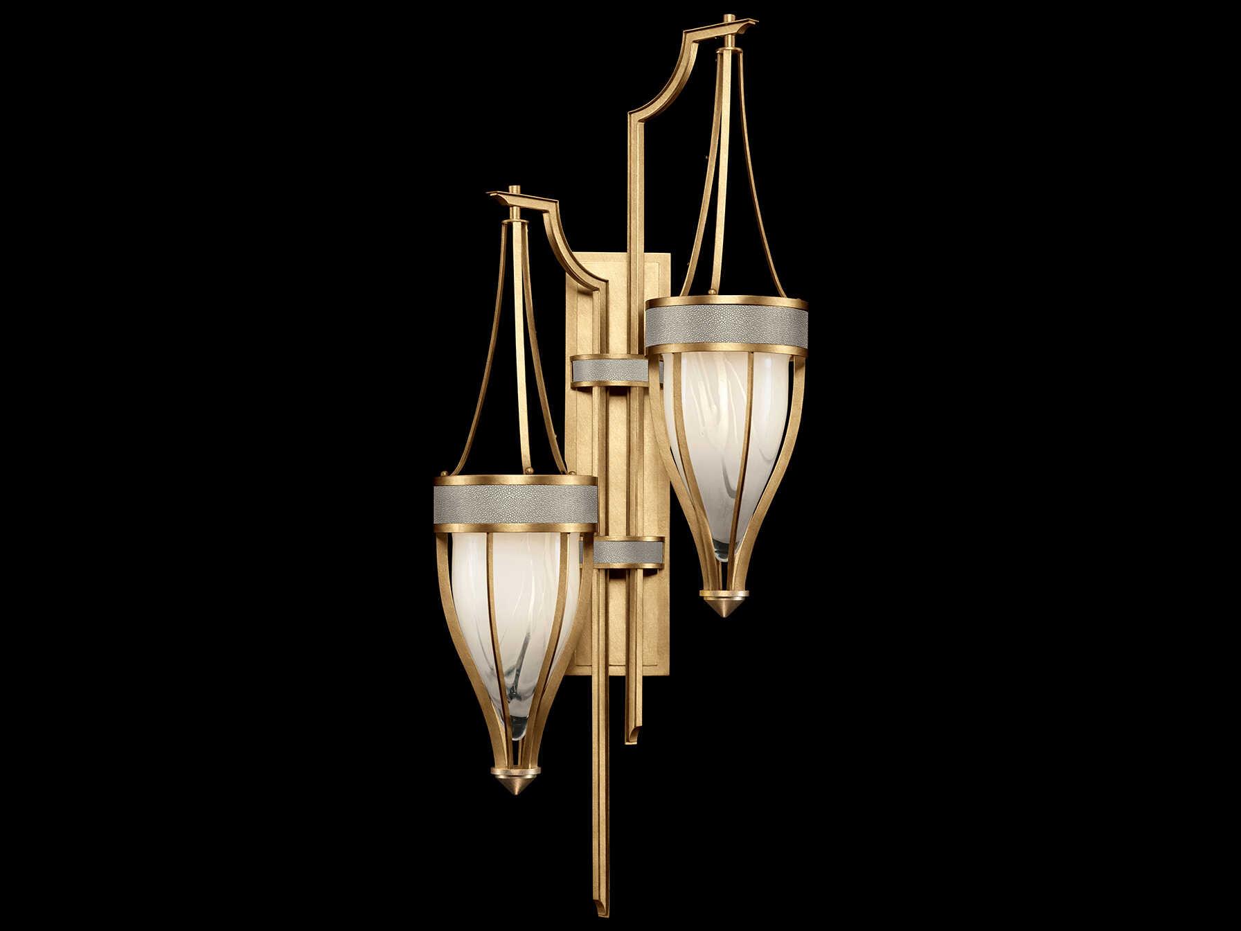 Fine Art Handcrafted Lighting Mirage 2-Light Gold Leaf Traditional Wall Sconce