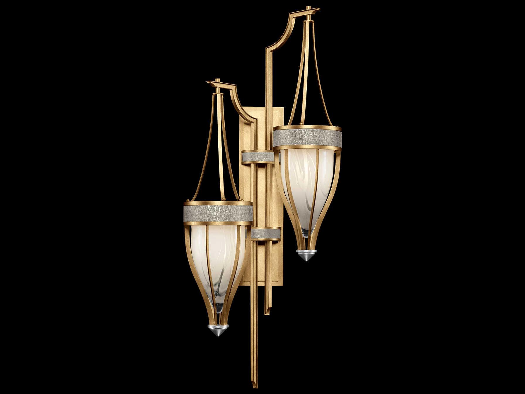 Fine Art Handcrafted Lighting Mirage 2-Light Gold Leaf Traditional Wall Sconce