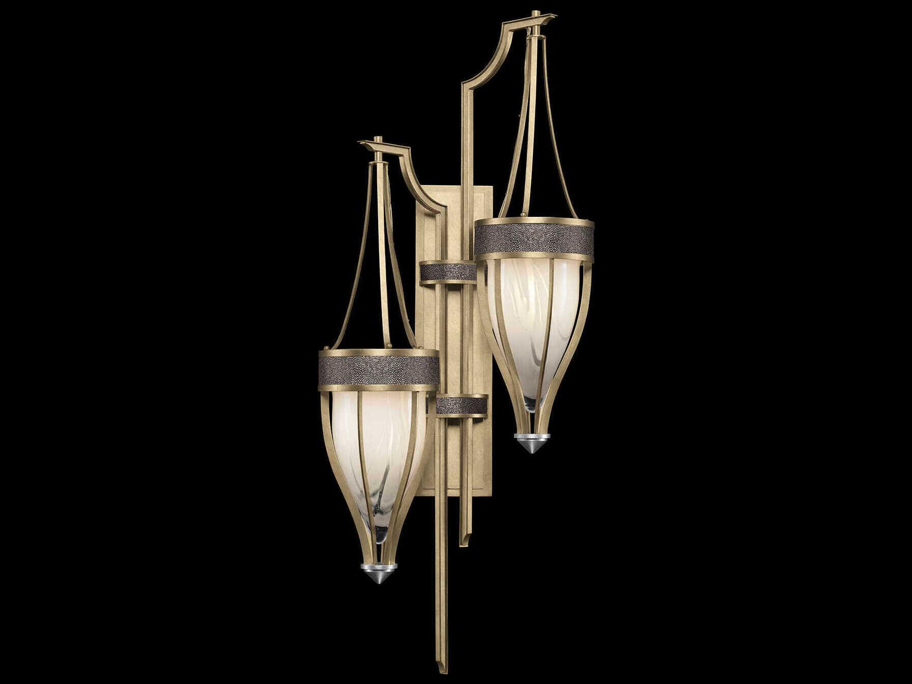 Fine Art Handcrafted Lighting Mirage 2-Light Soft Gold Leaf Silver Traditional Wall Sconce