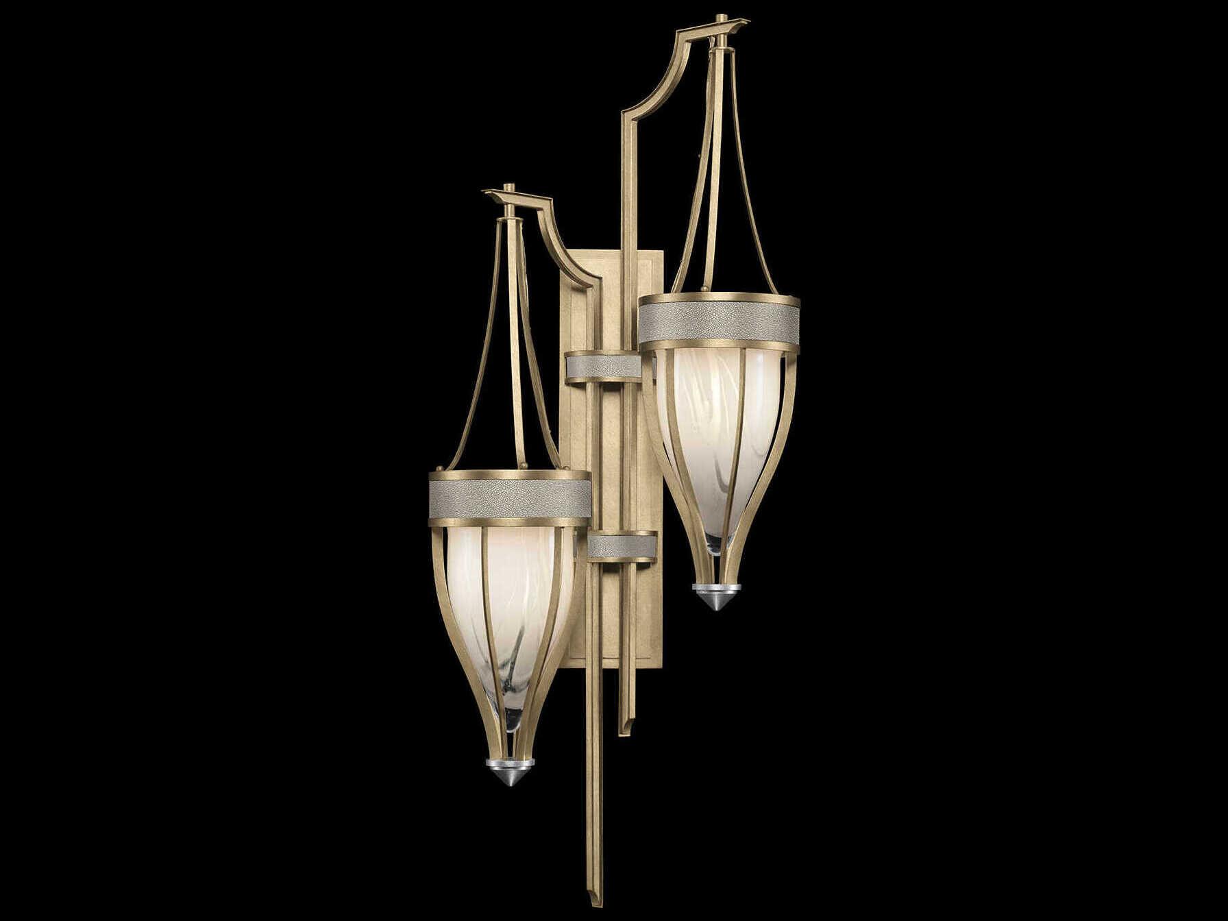 Fine Art Handcrafted Lighting Mirage 2-Light Soft Gold Leaf Silver Traditional Wall Sconce