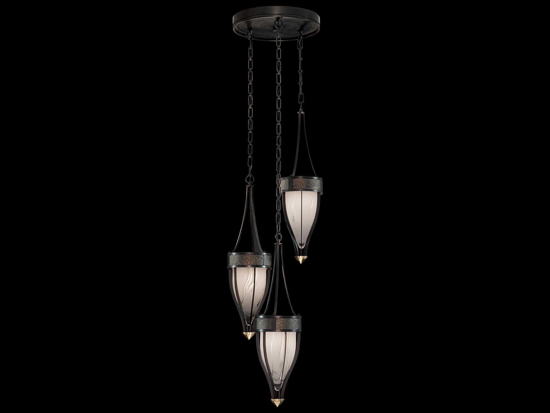 Fine Art Handcrafted Lighting Mirage 3-Light Black Iron Traditional Pendant