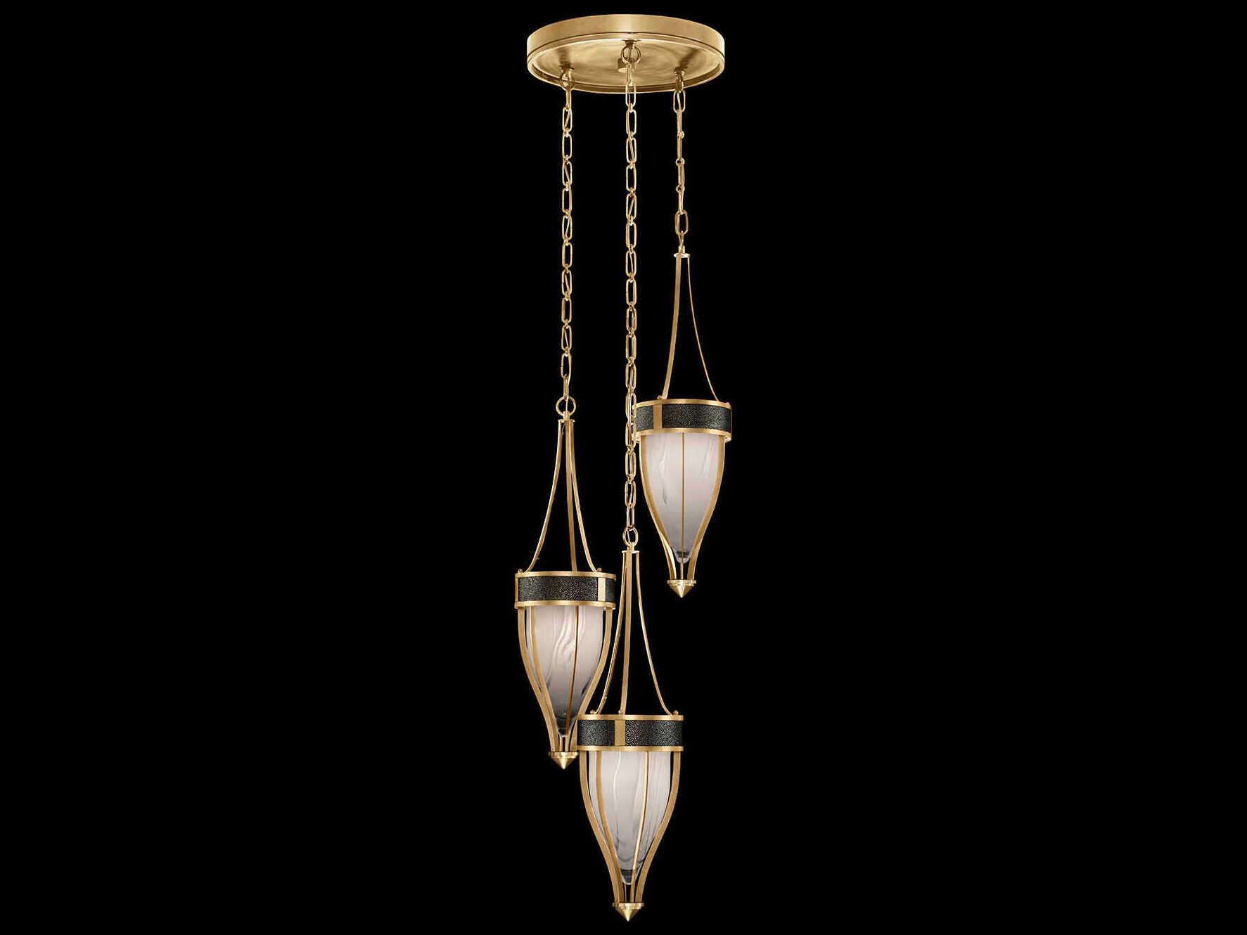 Fine Art Handcrafted Lighting Mirage 3-Light Gold Leaf Traditional Pendant