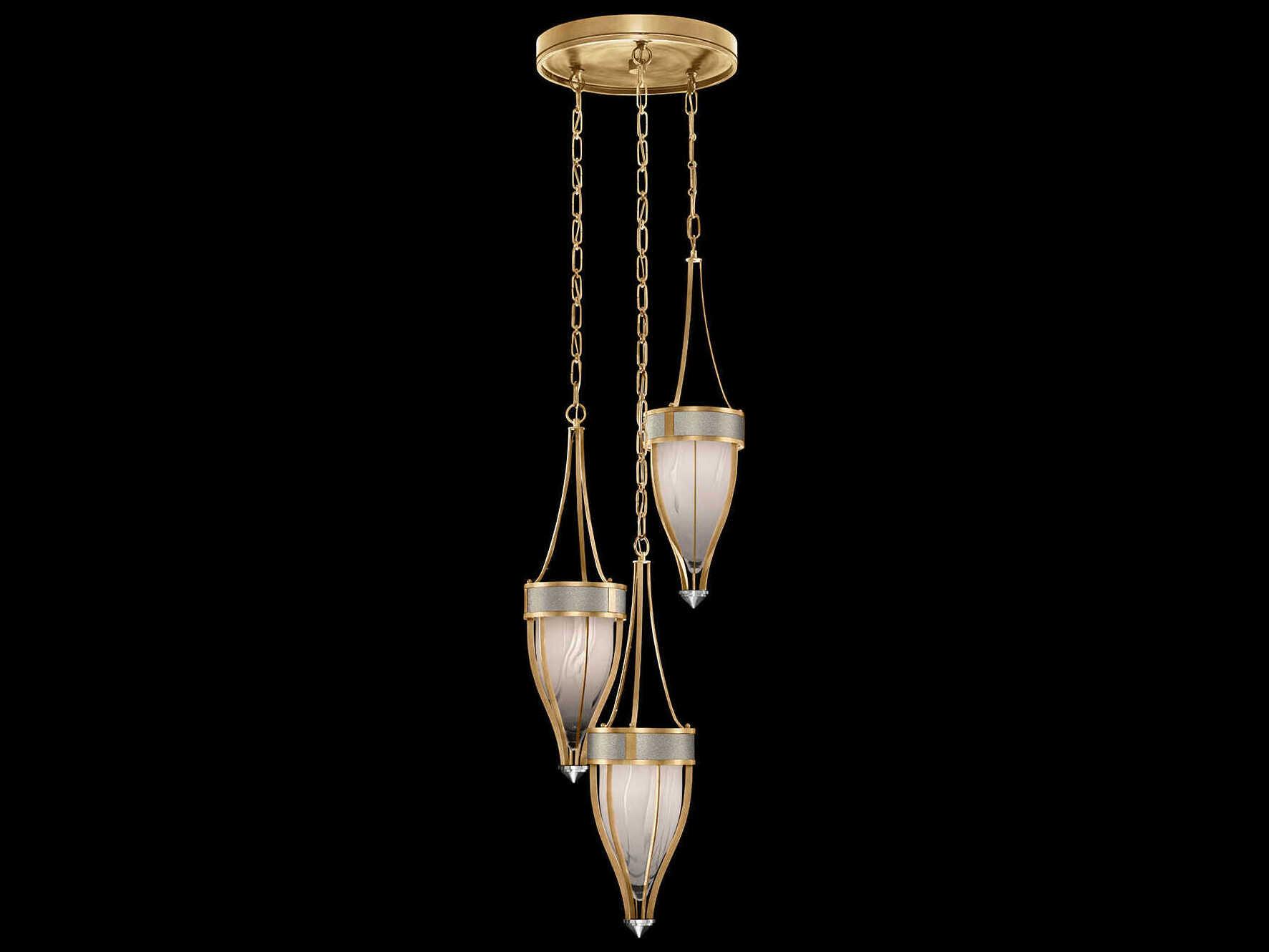 Fine Art Handcrafted Lighting Mirage 3-Light Gold Leaf Traditional Pendant